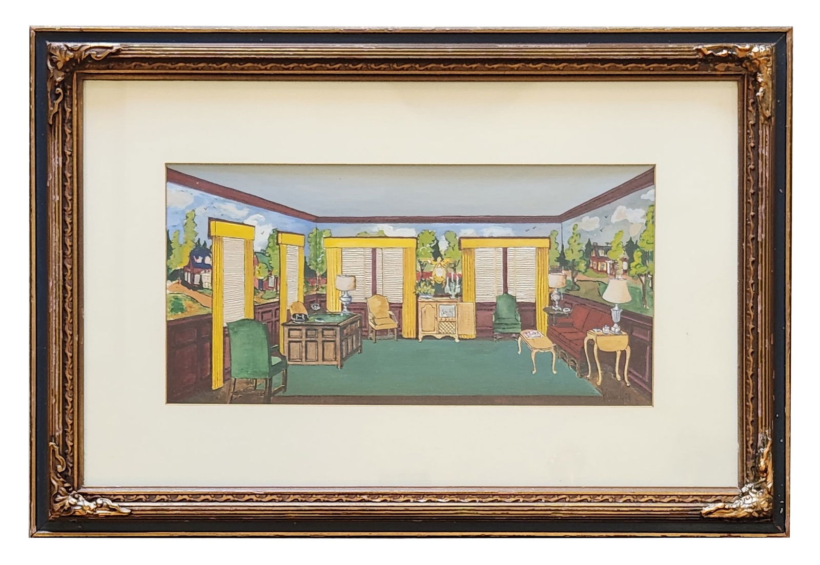 Walter Gay (1856 - 1937) American: Walter Gay (1856 - 1937) American Watercolor on Paper Measure 6 3/4"in H x 13 3/4"in W and 14 1/4"in H x 21 1/2"in W framed Known for: Interior, genre, figure and still-life painting Biography: Born i