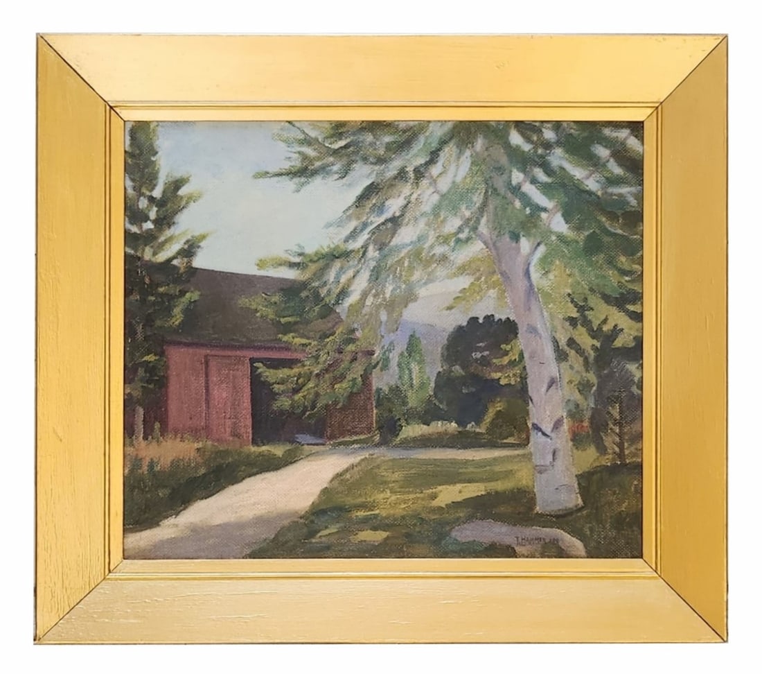 Trygve Hammer (1878 - 1947) Norway: Trygve Hammer (1878 - 1947) Norway Oil on Cardboard Measure 15 1/2"in H x 18 1/2"in W and 21"in H x 24"in W x 2"in D framed Known for: Sculpture, crafts, designs, art education
