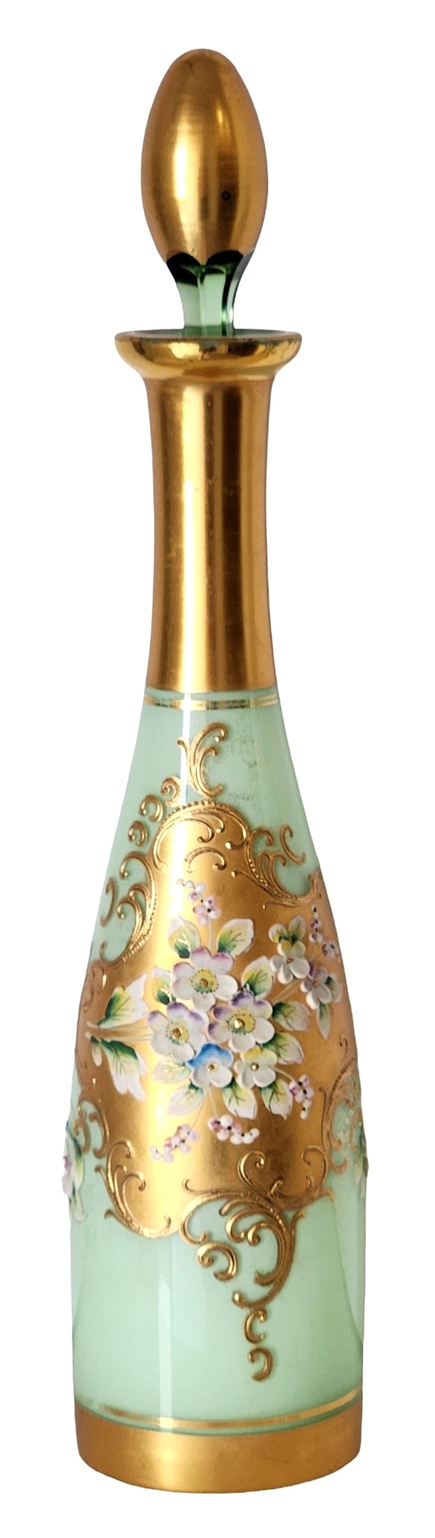 Fine Bohemian Gilt and Enameled Glass Perfume Bottle with Stopper, Late 19th Century (1 of 3)