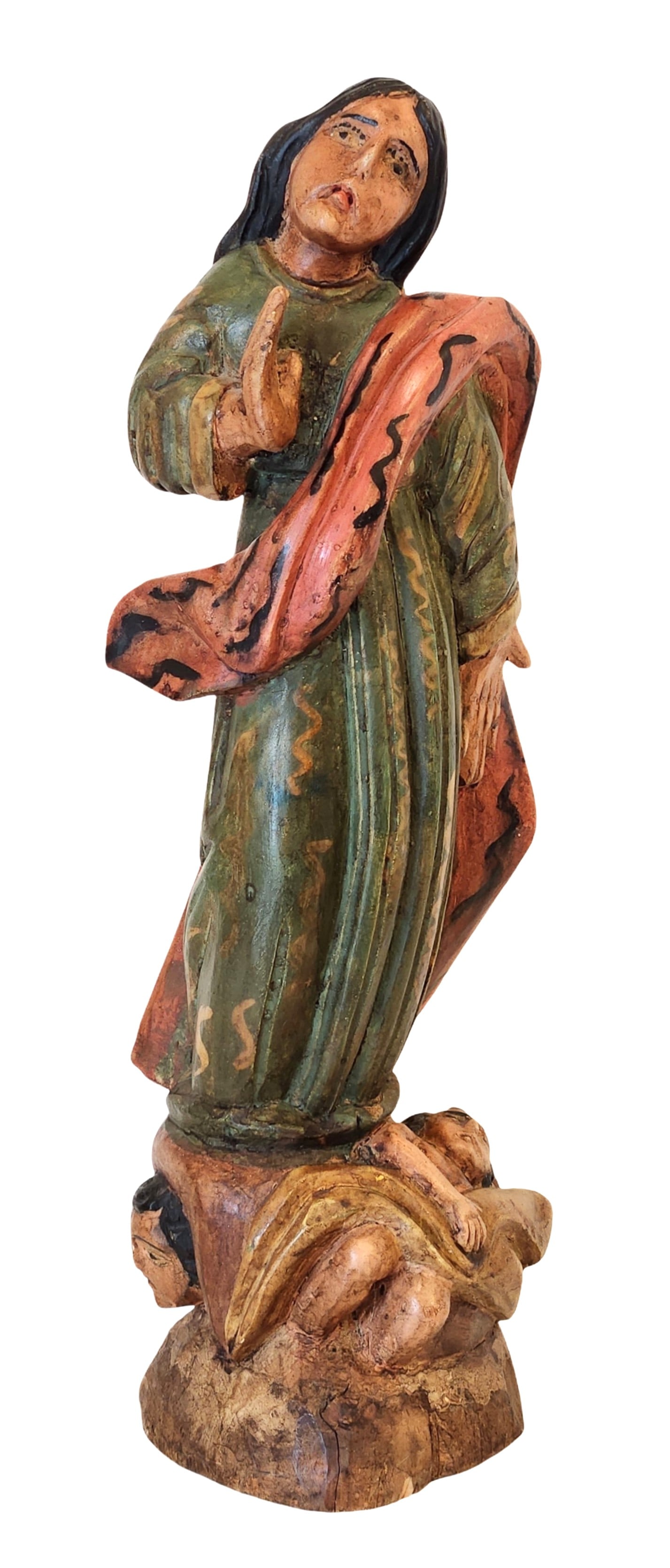 Carved and Polychrome Wooden Figure of the Virgin Mary (1 of 7)