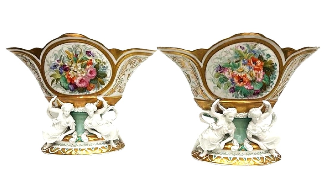Pair of Probably Henri Ardant of Limoges Porcelain Vases: Pair of Probably Henri Ardant of Limoges Porcelain Vases Measure 11 3/4"in H x 16"in W x 10"in D