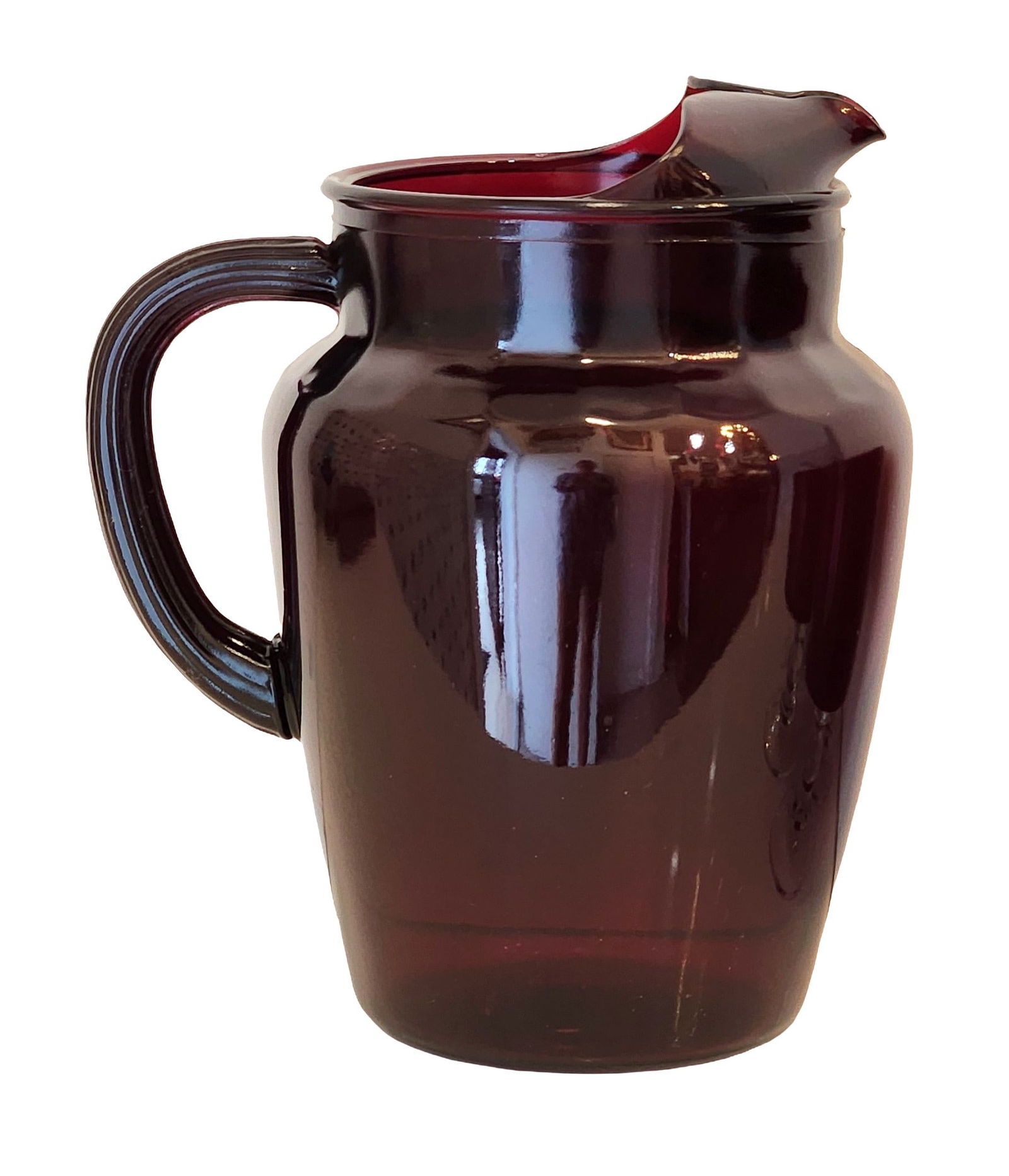 Ruby Red Glass Pitcher with Eight Matching Goblets - 2