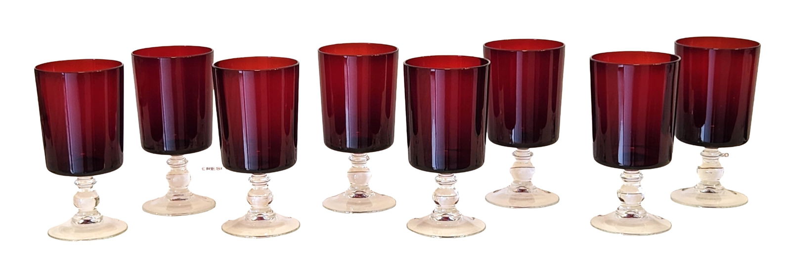 Ruby Red Glass Pitcher with Eight Matching Goblets - 3