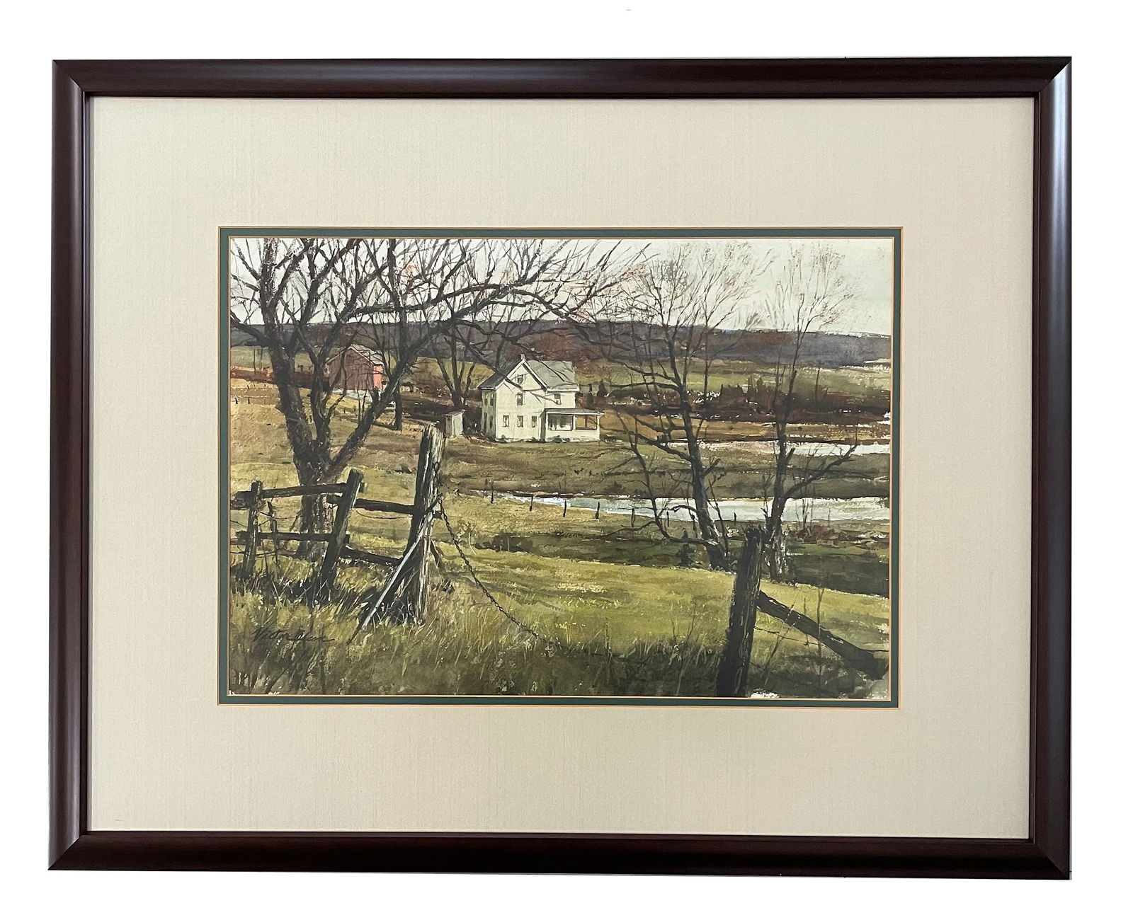 Victor Olson (1924 - 2007) American: Victor Olson (1924 - 2007) American Watercolor on Paper Measure 13 1/2"in H x 19 1/2"in W and 24"in H x 30"in W with frame Known for: Illustrations-magazine Biography: Victor Olson, of