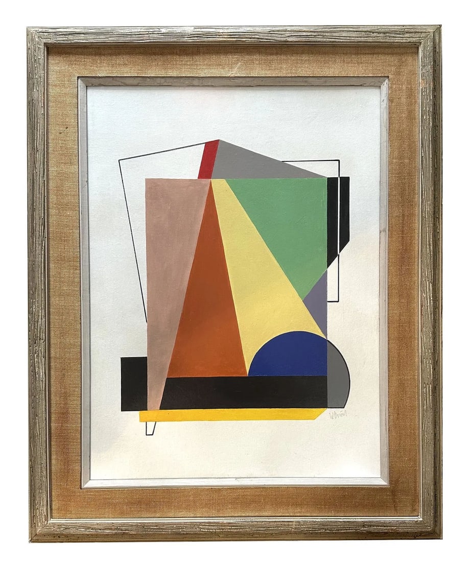 Walter Dexel (1890 - 1973) Germany: Walter Dexel (1890 - 1973) Germany Gouache on Board Measure 23 1/2"in H x 17 1/2"in W and 31 1/2"in H x 25 1/2"in W with frame Known for: Painting, design, advertising art and sculpture,