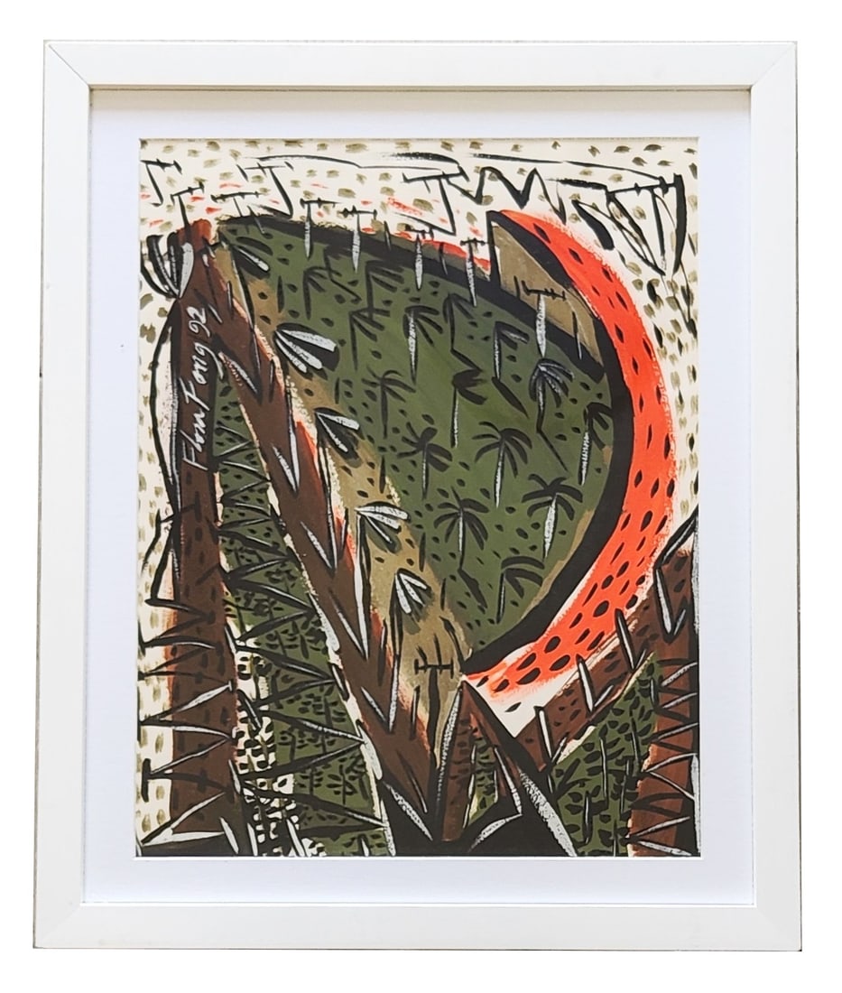 Flora Fong (Born 1949) Cuba: Flora Fong (Born 1949) Cuban Title: Diseno Textil Mixed Media on Paper Measure 14 1/2"in H x 11 1/4"in W and 18 1/2"in H x 15 1/4"in W x 1 1/4"in D Biography: Born in Camaguey, November 8, 1949 Having