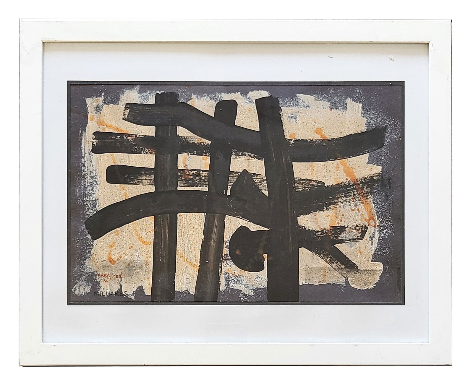 Manolo Millares (1926 - 1972) Spain: Manolo Millares (1926 - 1972) Spain Watercolor on Paper Measure 7 1/2"in H x 11 1/2"in W and 12"in H x 15"in W framed Biography: Self-taught as an artist, Millares was introduced to Surrealism in 1948