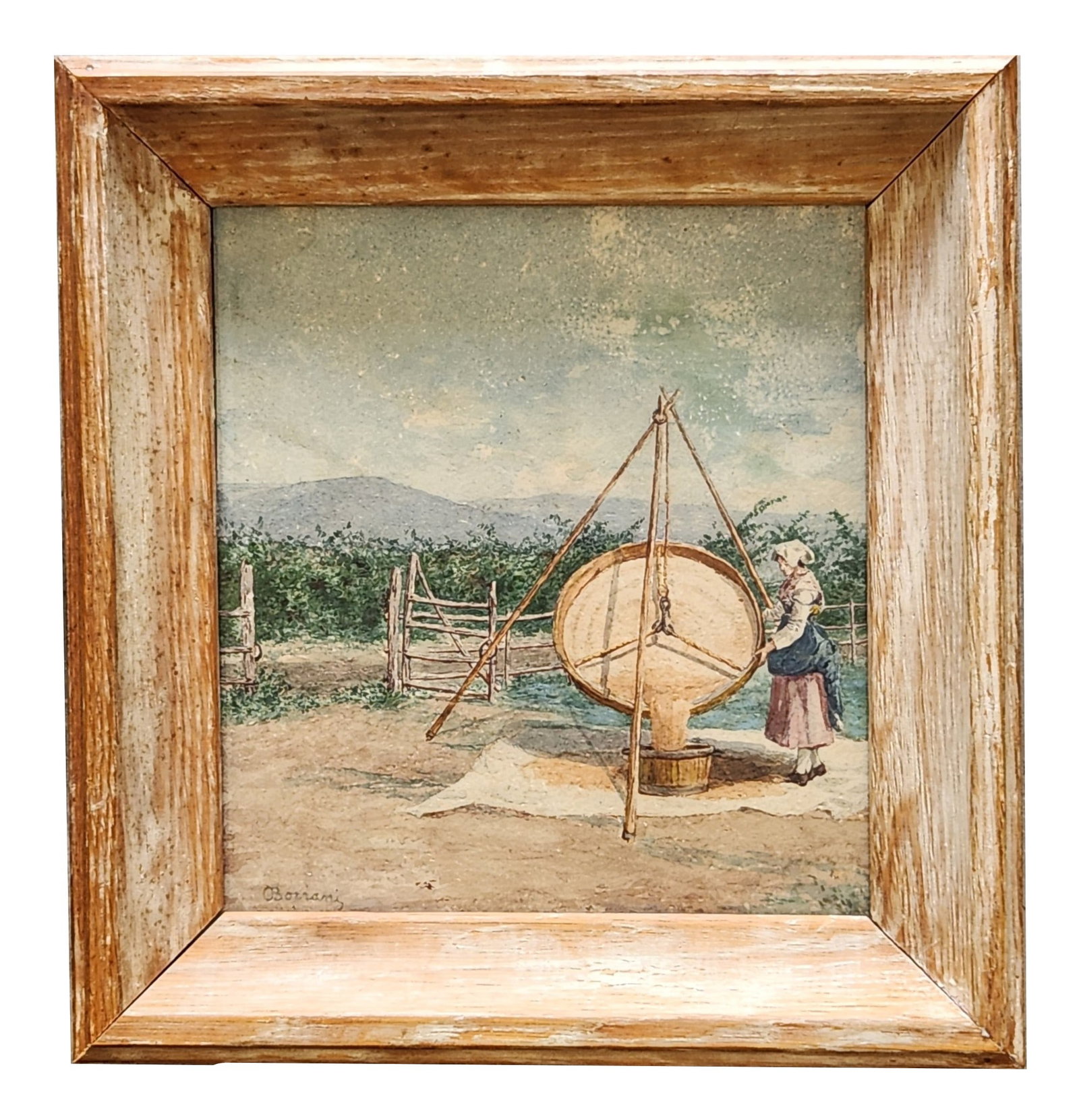 Odoardo Borrani (1833-1905) Italy: Odoardo Borrani (1833-1905) Italy Watercolor on Paper Measure 8 1/4"in H x 7 3/4"in W and 11 1/2"in H x 11"in W x 2"in D framed Biography: Although relatively unknown outside his home country, Odoardo