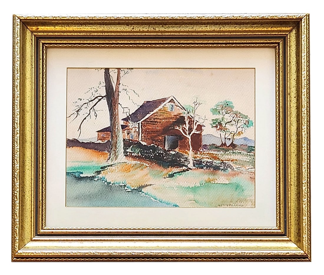 William Kelly Fearing (1918 - 2011) American: William Kelly Fearing (1918 - 2011) American Watercolor on Paper Measure 8 1/4"in H x 11"in W and 14 1/2"in H x 17 1/2"in W x 1 1/2"in D framed Known for: Surreal landscape and religious theme paintin