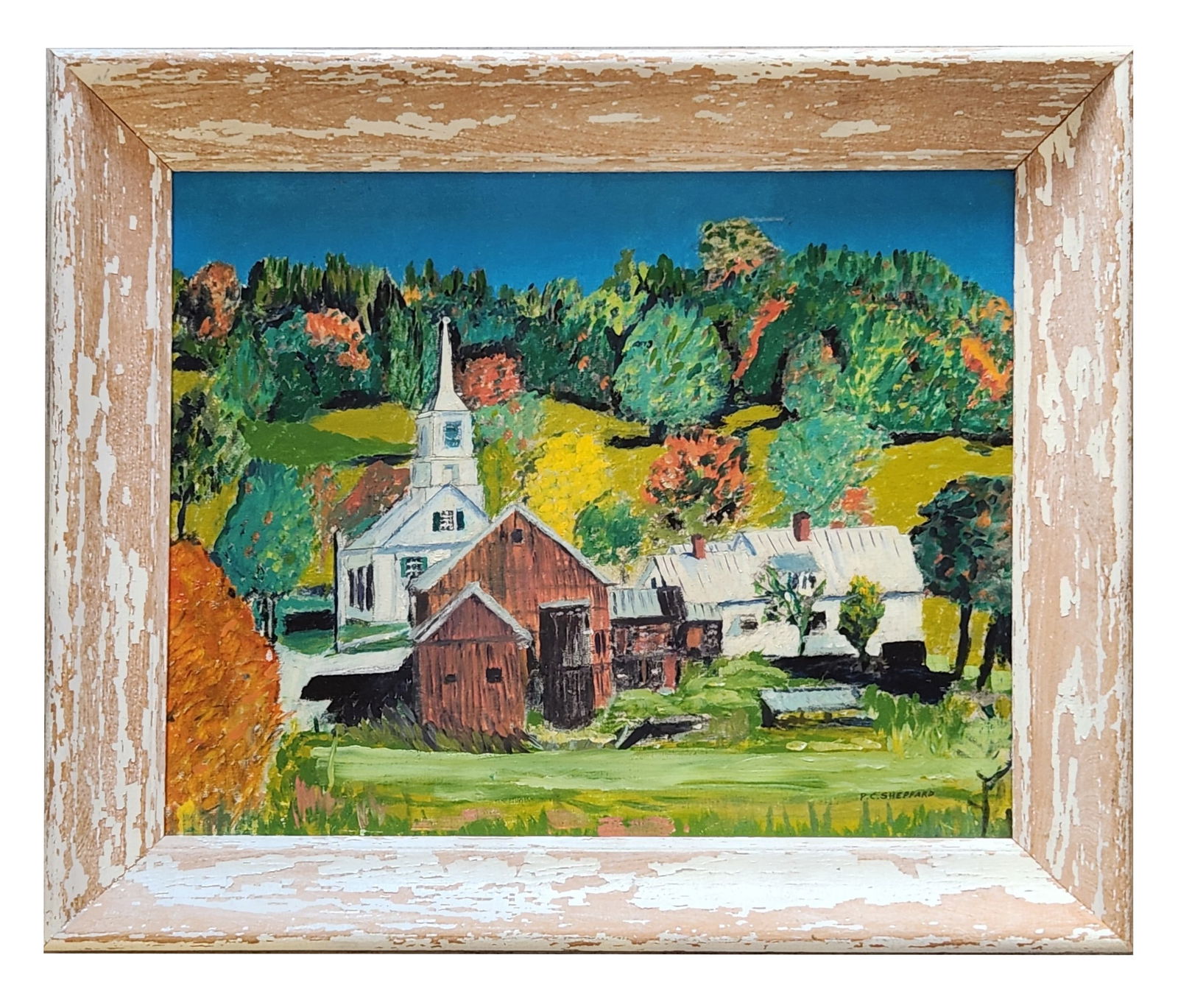 Peter Clapham (P.C.) Sheppard (1882 - 1965) Canada: Peter Clapham (P.C.) Sheppard (1882 - 1965) Canada Oil on CanvasBoard Measure 15 1/2"in H x 19 1/2"in W and 20 1/4"in H x 24 1/2"in W x 2 1/4"in D framed Known for: Portraits, still life, landscape, m