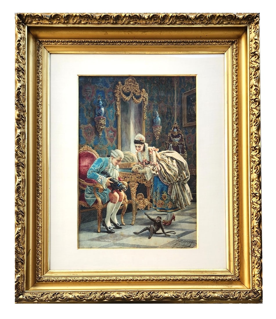 Belisario Gioja (1829 - 1906) Italian: Belisario Gioja (1829 - 1906) Italian Watercolor on Paper Measure 20 1/4"in H x 12 1/4"in W and 30"in H x 22"in W x 3"in D with frame Biography: Belisario Gioja (1829-1906) stands as a noteworthy Ital