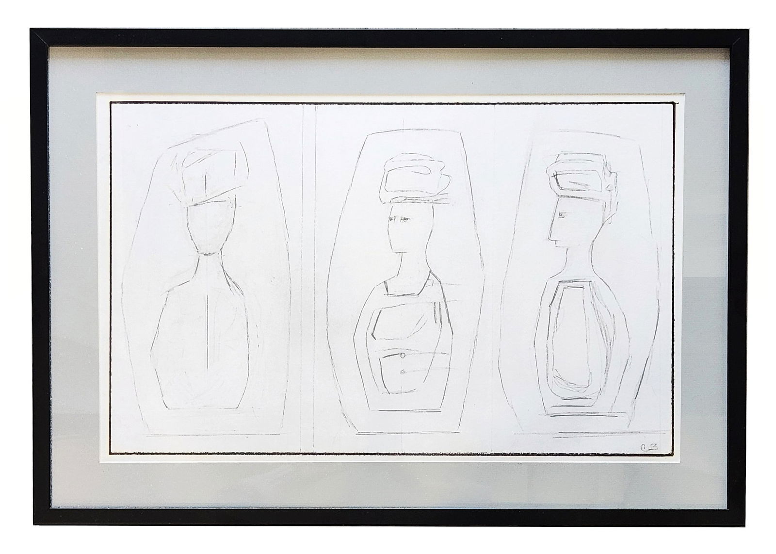 Cundo Bermudez (1914 - 2008) Cuban: Cundo Bermudez (1914 - 2008) Cuban Pencil on Paper Measure 14 1/2"in H x 23"in W and 19 3/4"in H x 28"in W framed Biography: Cundo was born in September, 1914. He began High School when he was 13 year