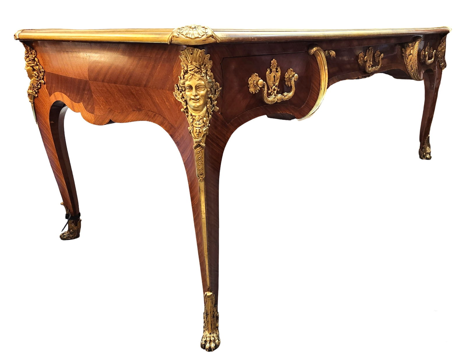 Attributed Paul Sormani & Fils Antique Louis XV Style French Empire Bronze Mounted Leather Top Desk - 2