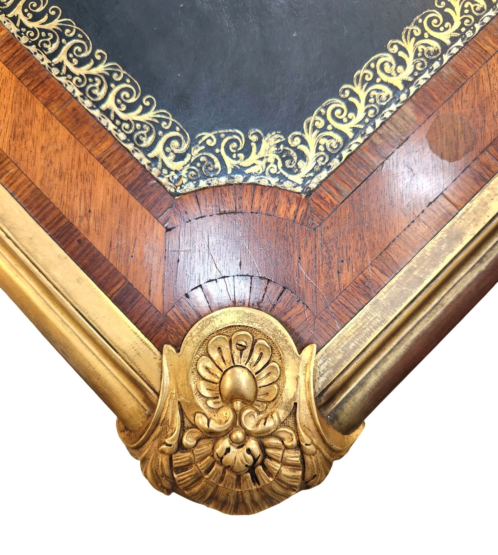 Attributed Paul Sormani & Fils Antique Louis XV Style French Empire Bronze Mounted Leather Top Desk - 5