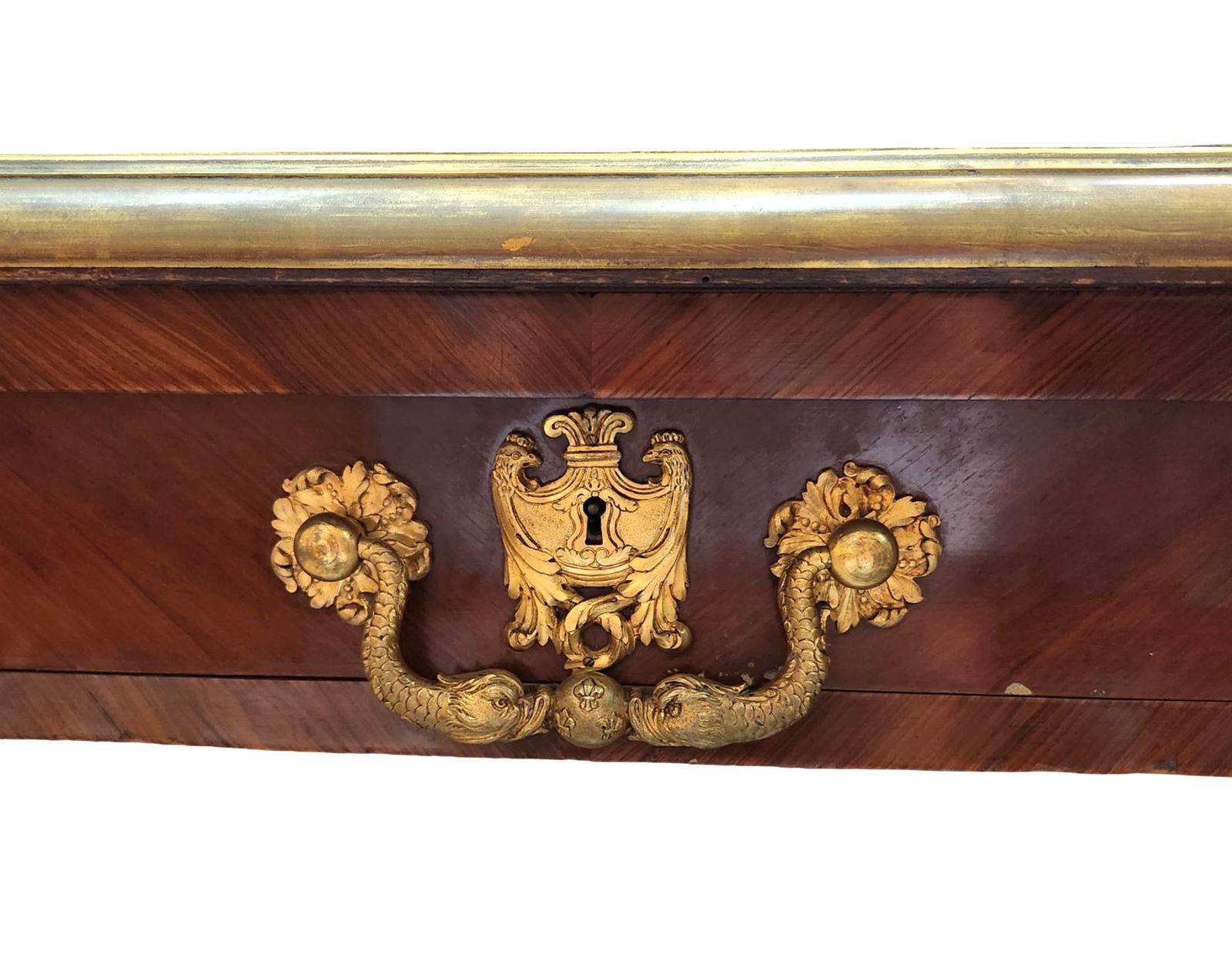 Attributed Paul Sormani & Fils Antique Louis XV Style French Empire Bronze Mounted Leather Top Desk - 6