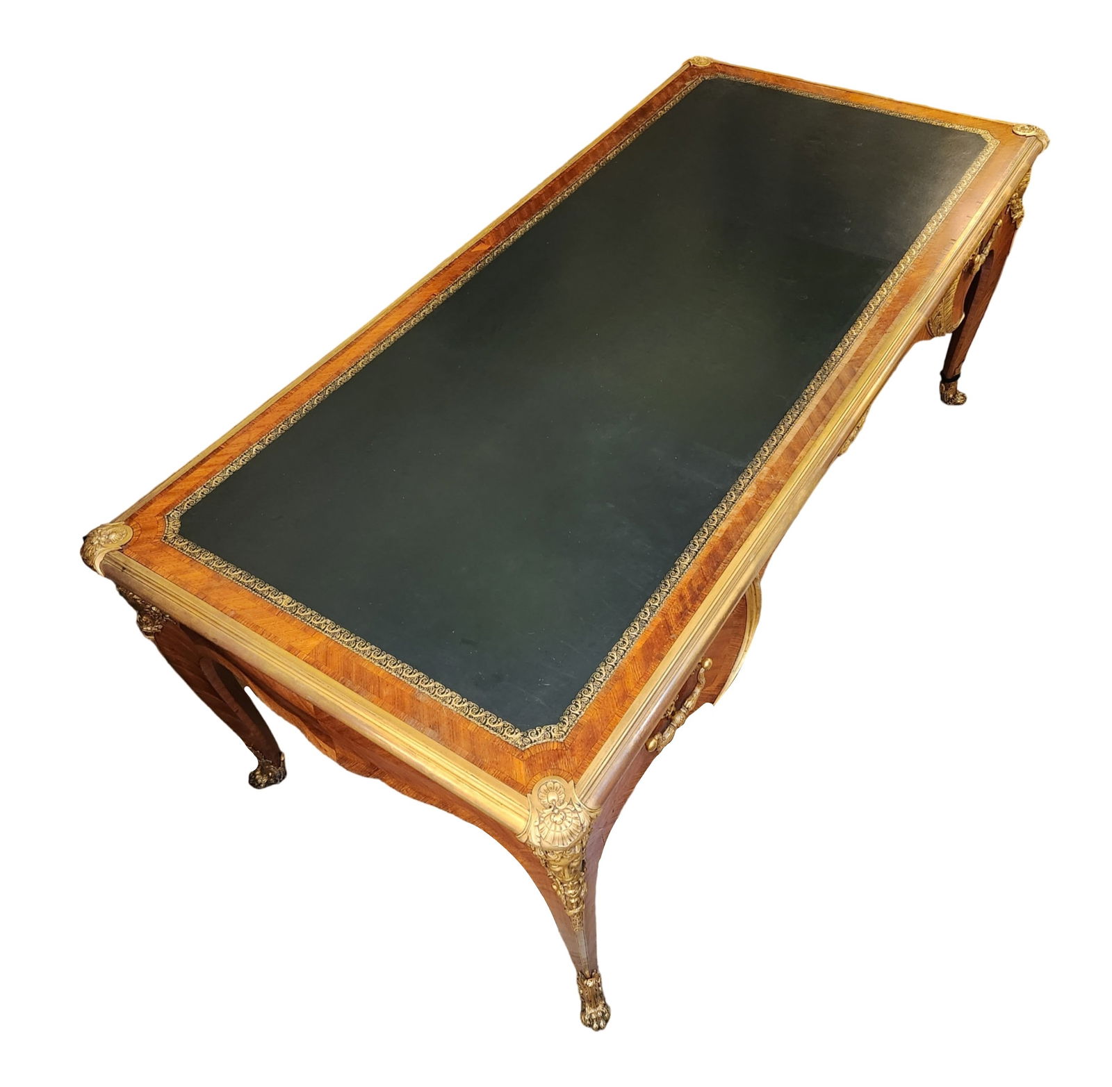 Attributed Paul Sormani & Fils Antique Louis XV Style French Empire Bronze Mounted Leather Top Desk - 8