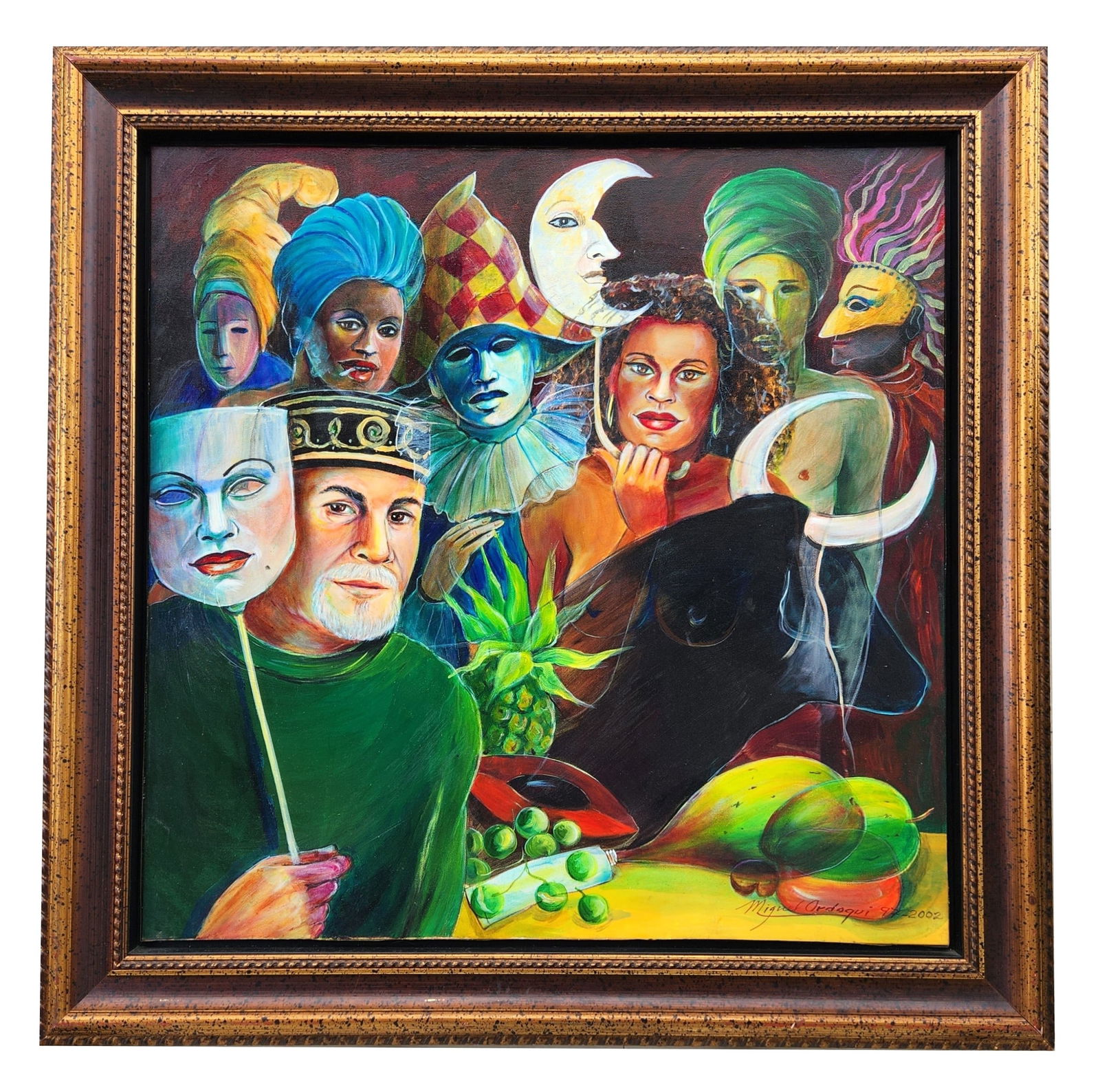 Miguel Ordoqui (1939 - 2023) Cuban: Miguel Ordoqui (1939 - 2023) Cuban Acrylic on Canvas Measure 30"in H x 30"in W and 37"in H x 37"in W framed Biography: Miguel Ordonez was born in Cuba in 1939. Study in the Cuban Academy of San Alejan