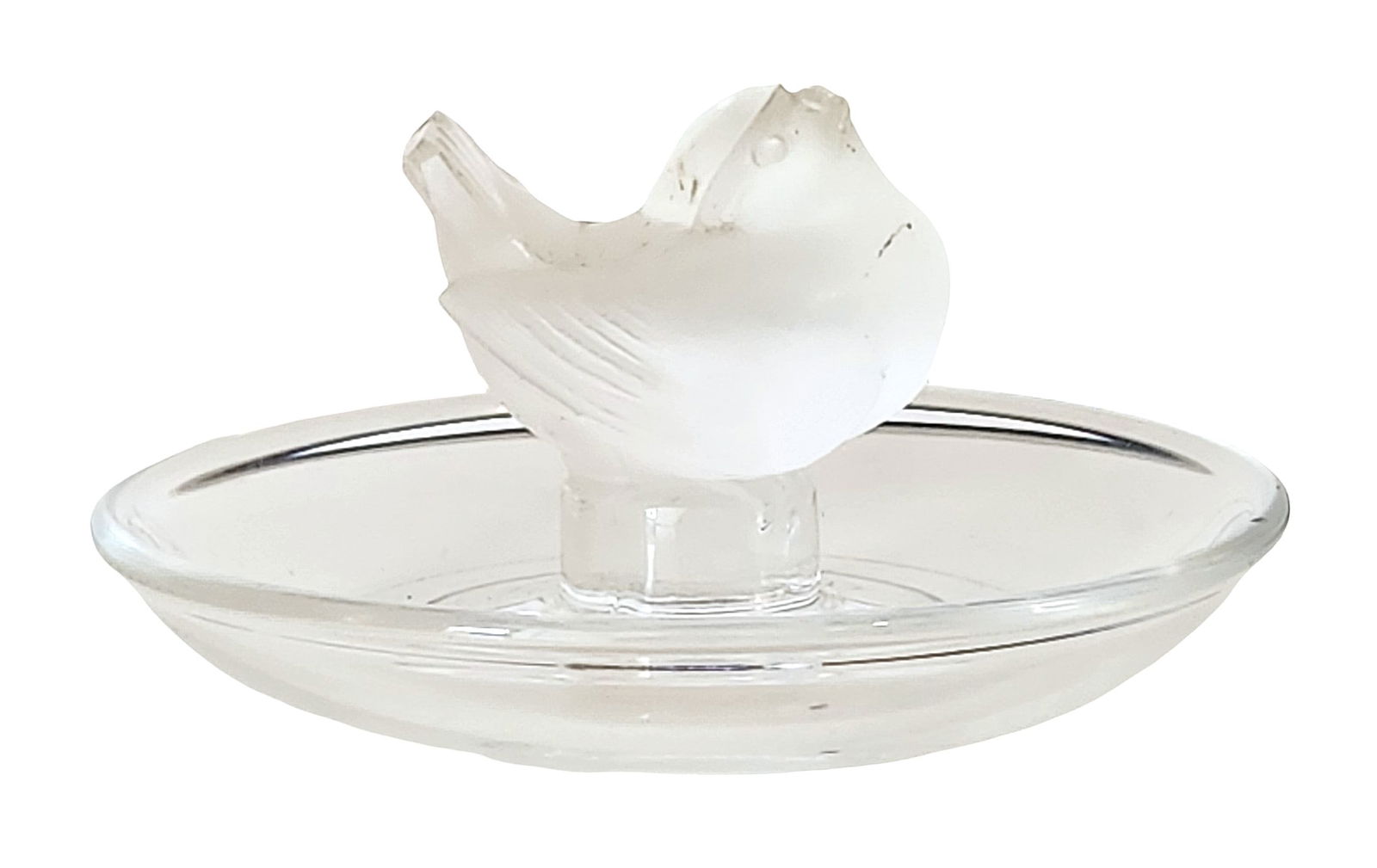Lalique France Frosted Crystal Bird Ring Dish / Vide-Poche, Signed (As-Is) (1 of 7)