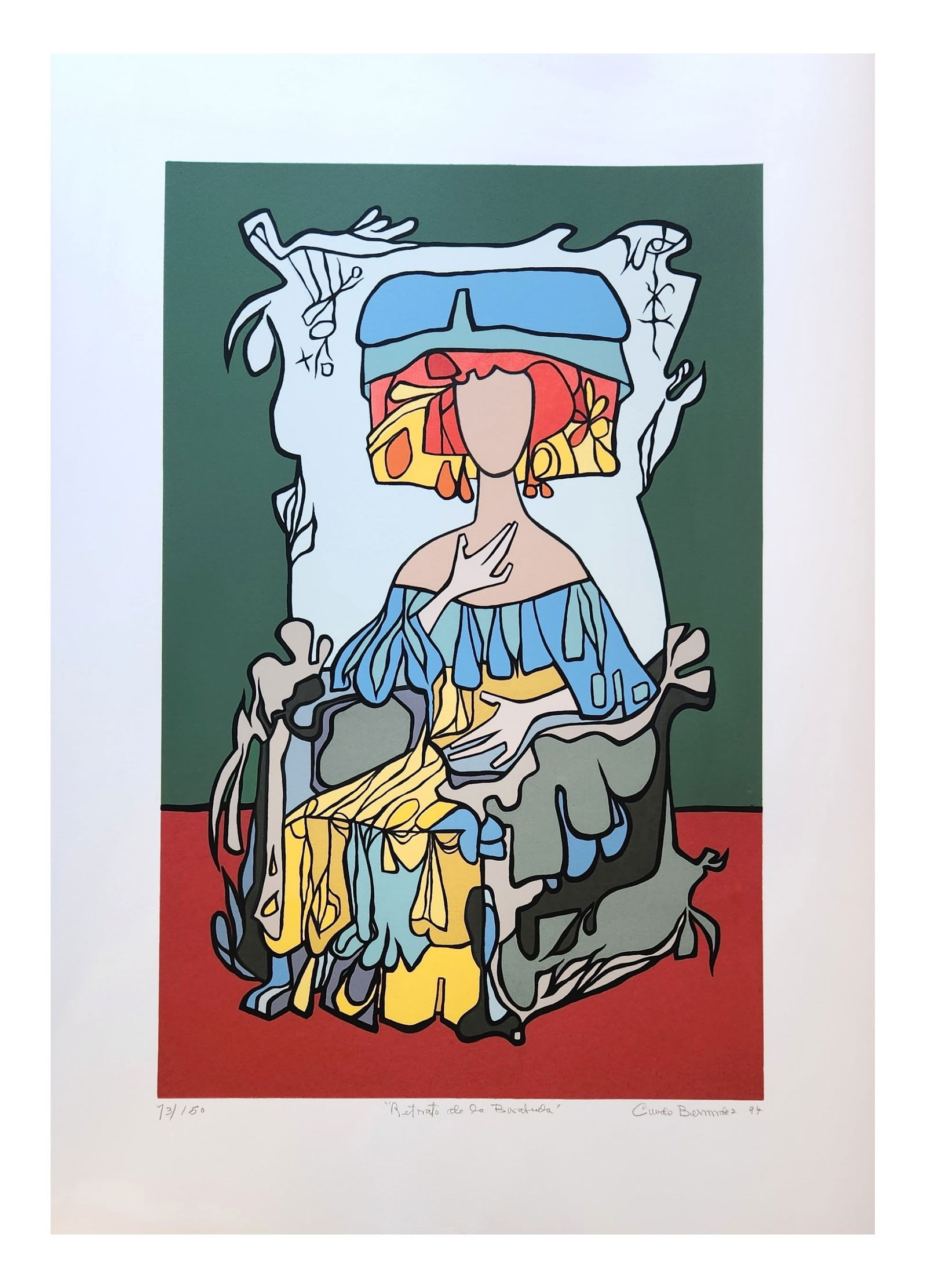 Cundo Bermudez (1914 - 2008) Cuban: Cundo Bermudez (1914 - 2008) Cuban Title: "Retrato de la Bisabuela" (Portrait of the Great-Grandmother) Lithograph Hand Signed, Numbered 73 / 150 and Dated 1994 Measure 30 1/2"in H x 19 1/2"in W and 3