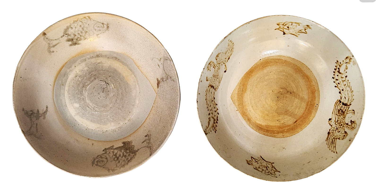 Pair of Vintage Hand-Thrown Studio Pottery Bowls with Bird Motifs (1 of 2)