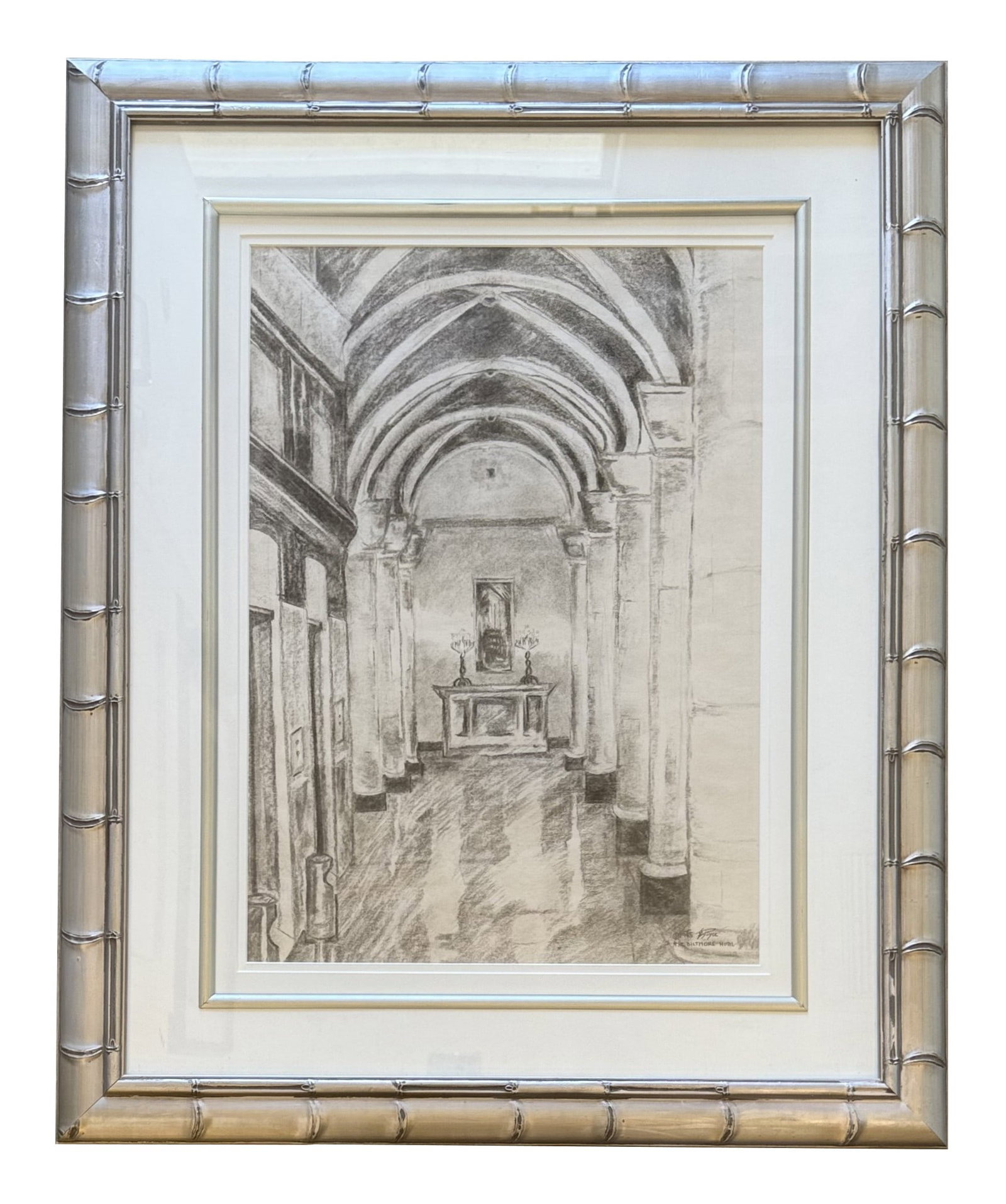Lori Royce (20th Century ) American: Lori Royce (20th Century ) American Title: The Biltmore Hotel Charcoal on Paper Measure 21"in H x 14 1/2"in W and 31 1/2"in H x 25 1/2"in W with frame Biography: South Florida Artist Lori Royce is bes