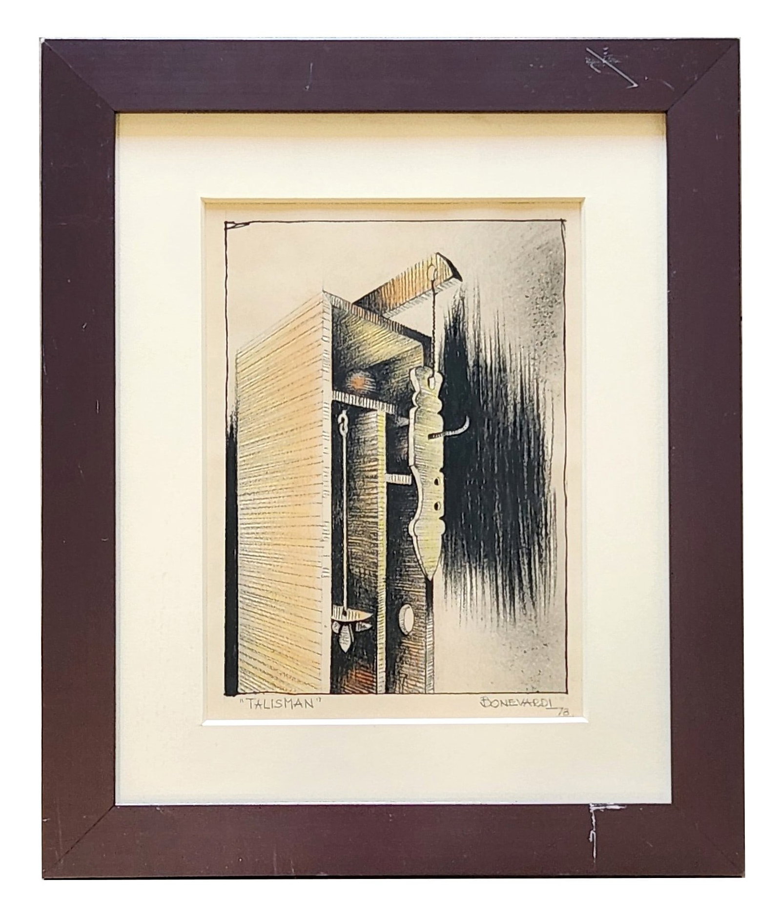 Marcelo Bonevardi (1929 - 1994) Argentina: Marcelo Bonevardi (1929 - 1994) Argentina Mixed Media on Paper Measure 11 1/4"in H x 8 1/4"in W and 18 1/4"in H x 15 1/4"in W framed Known for: Mod mixed medium-collage. Biography: Marcelo Bonevardi w