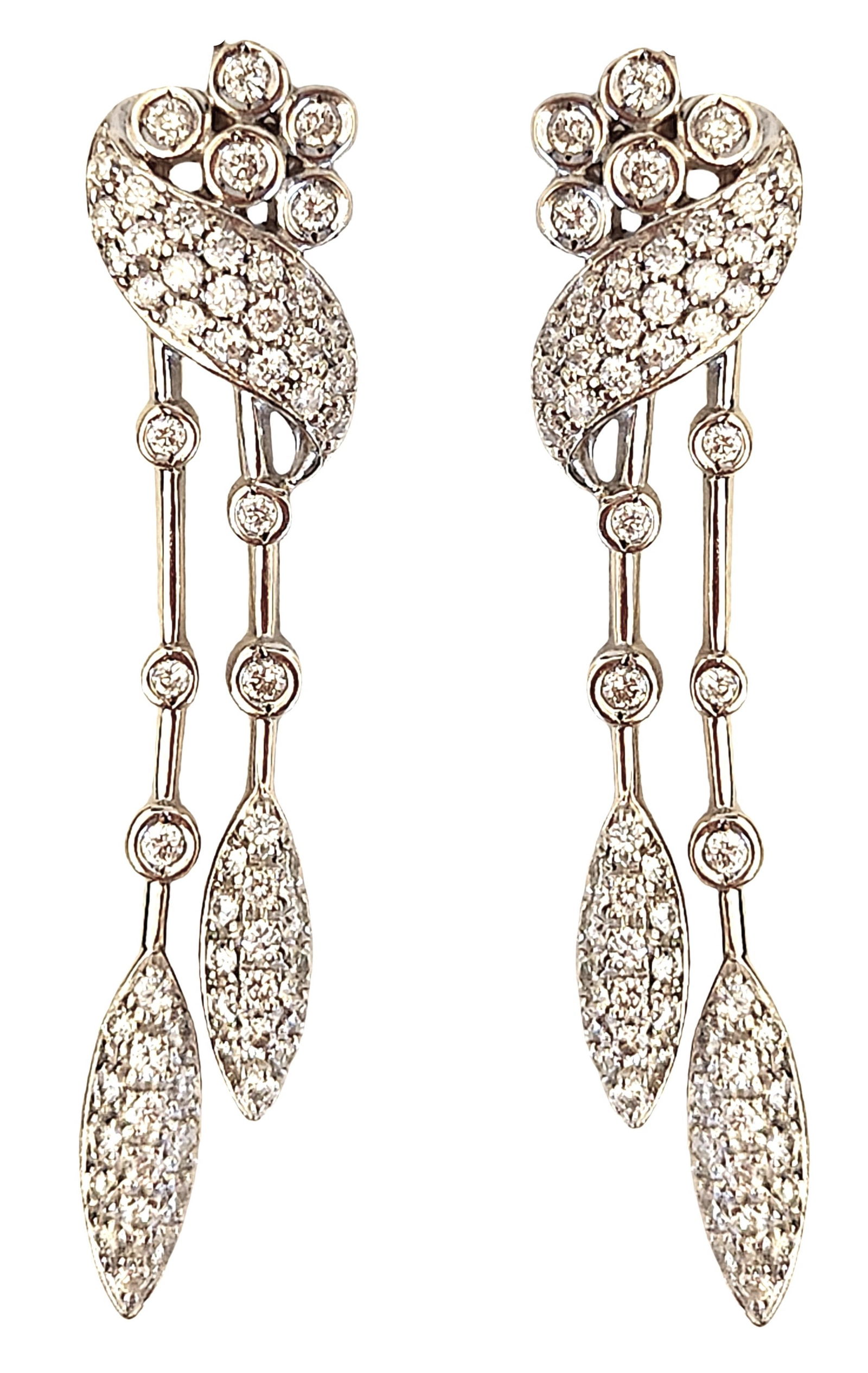 14K White Gold Diamond Drop Dangle Earrings (1 of 4)