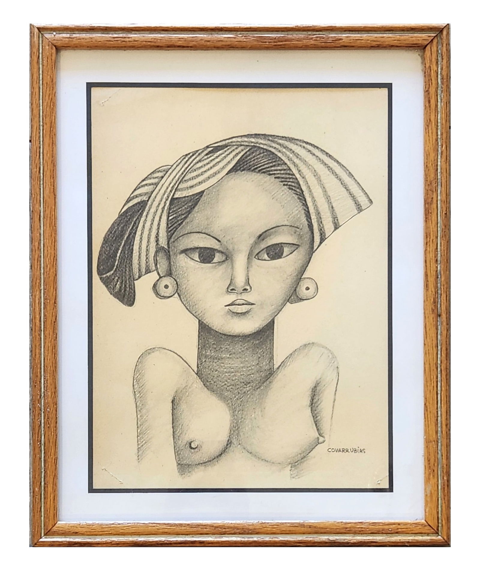 Miguel Covarrubias (1904 - 1957) Mexico: Miguel Covarrubias (1904 - 1957) Mexico Pencil on Paper Measure 11 1/2"in H x 8 1/2"in W and 15"in H x 12"in W framed Known for: Book and magazine illustration, caricatures, and mural painting Biograp