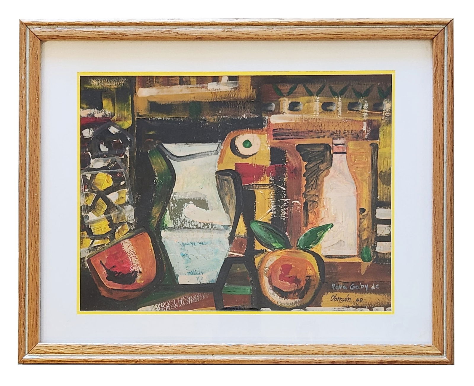 Alejandro Obregon (1920 - 1992) Colombian: Alejandro Obregon (1920 - 1992) Colombian Mixed Media on Paper Measure 8 1/4"in H x 11"in W and 12"in H x 15"in W framed Known for: Still life, landscape, seascape and building paintings,