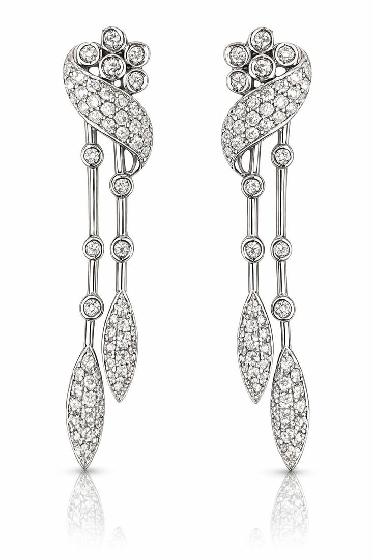 14K White Gold Diamond Drop Dangle Earrings (1 of 4)