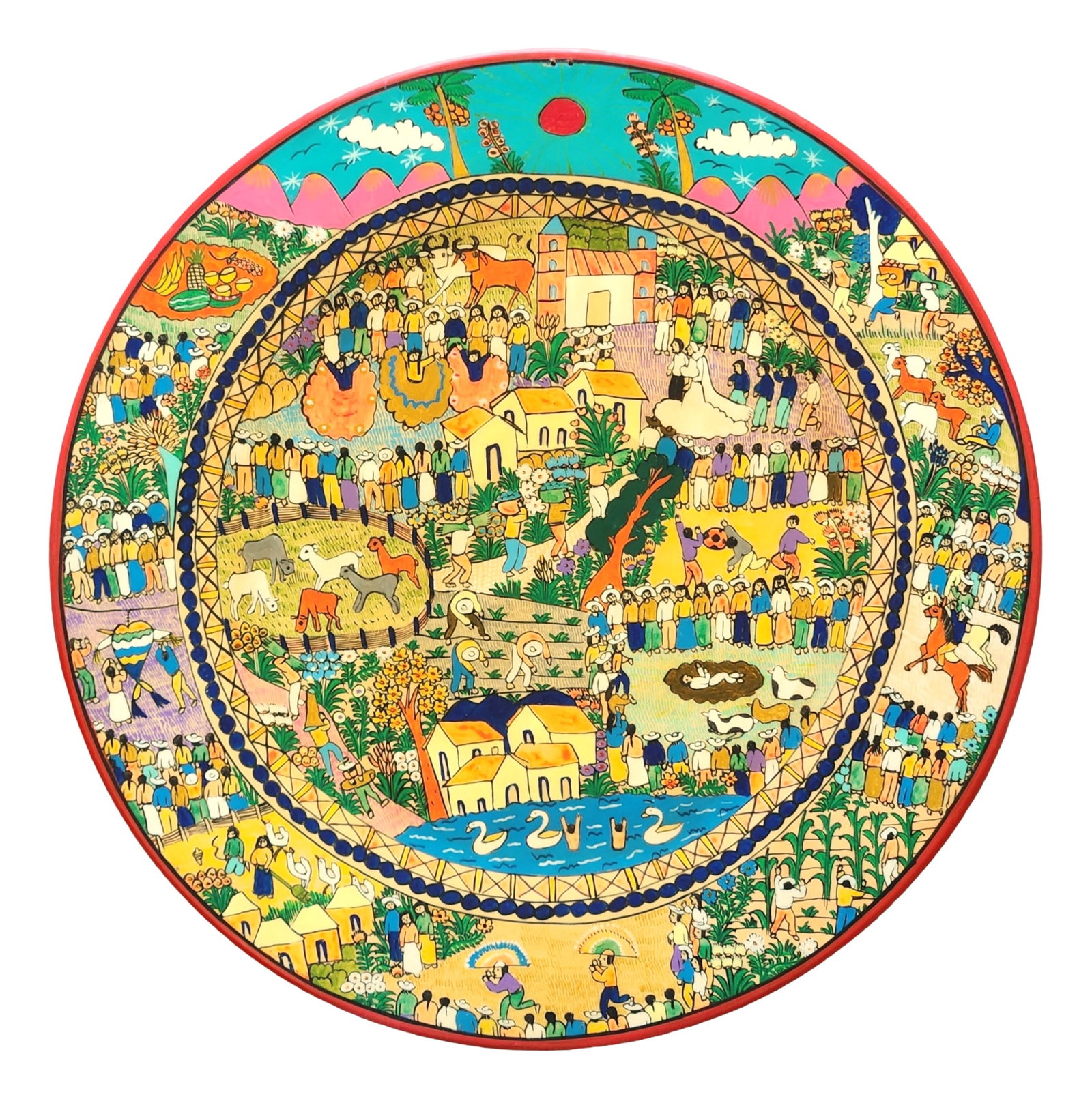 Mexican Folk Art Decorative Plate by Agustina Martinez, Ixtapa Zihuatanejo (1 of 3)