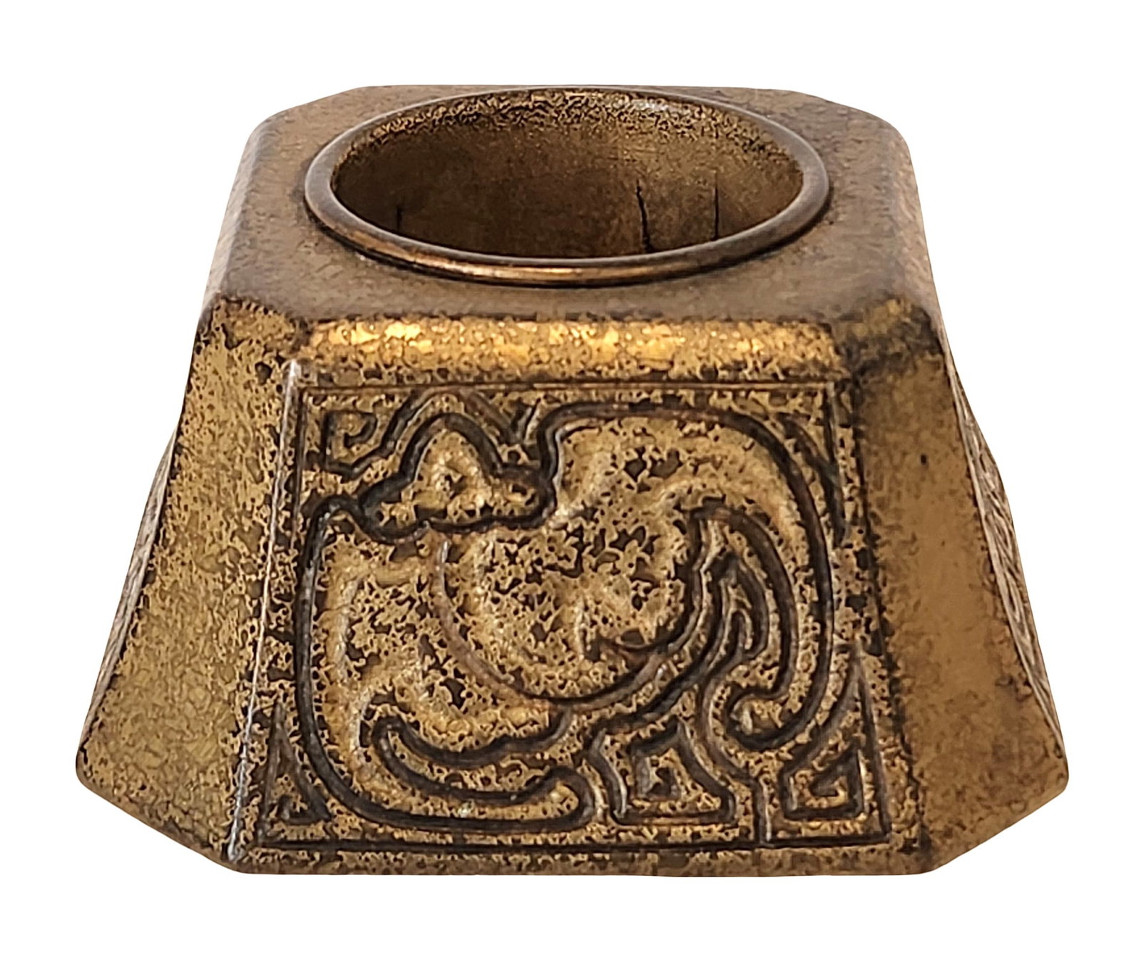 Tiffany Studios New York Bronze Inkwell Base, Zodiac Pattern No. 1772, Early 20th Century (1 of 3)