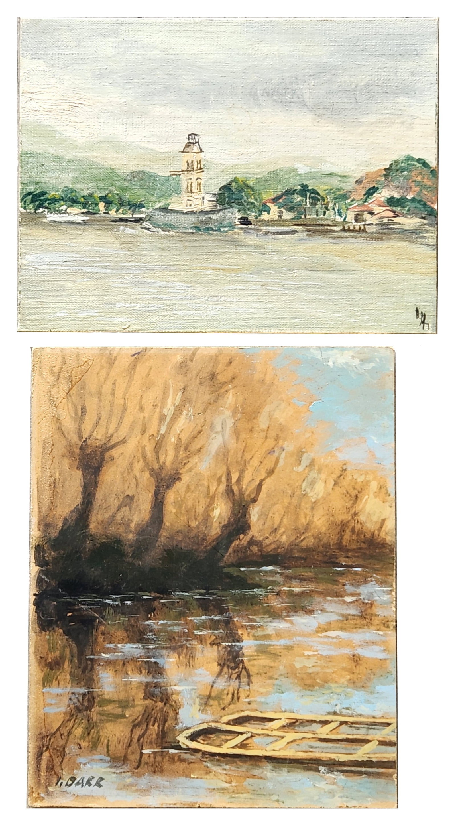 Impressionist Landscape Oil Paintings, Signed “I. Darr?? and Indistinct Monogram (20th Century) (1 of 5)
