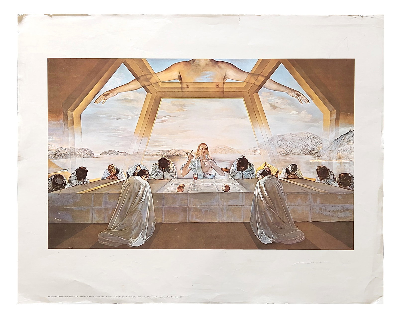 Salvador Dalí (1904–1989), The Sacrament of the Last Supper (1955), Color Reproduction Print,: A large color reproduction after Salvador Dalí’s iconic surrealist painting The Sacrament of the Last Supper, originally executed in 1955 and now housed in the National Gallery of Art, Washington,