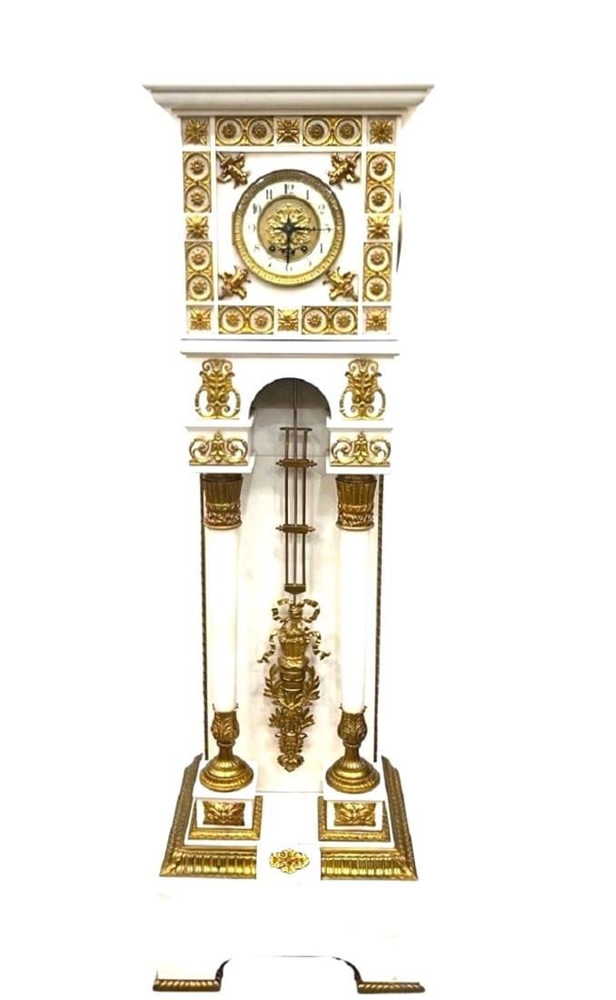 A French Empire Style Gilt-Bronze Mounted Marble Pedestal Clock (1 of 9)