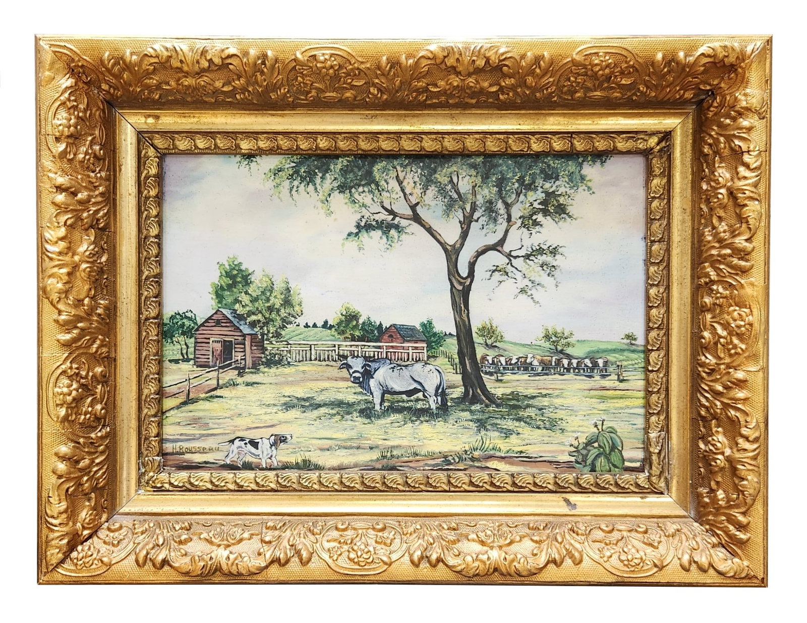 Helen Hoffman Rousseau (1895 - 1992) American: Helen Hoffman Rousseau (1895 - 1992) American Oil on Board Measure 6 1/4"in H x 9 1/2"in W and 10"in H x 13 1/2"in W with frame Known for: Modernist seascape, landscape, figure painting Biography: Bor