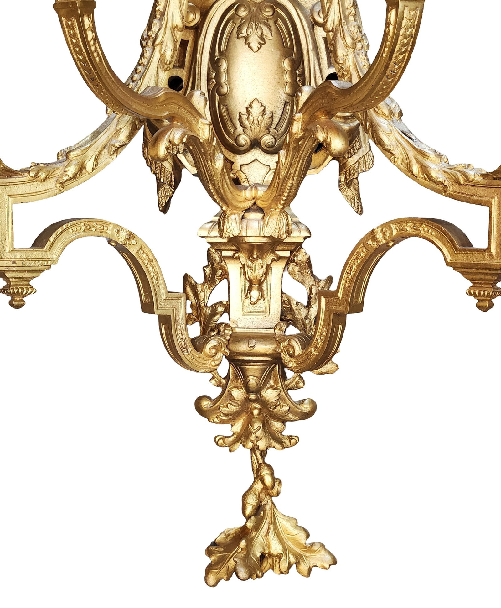 Pair of French Gilt Bronze Figural Wall Sconces, 4 Lights Each, 19th Century - 6