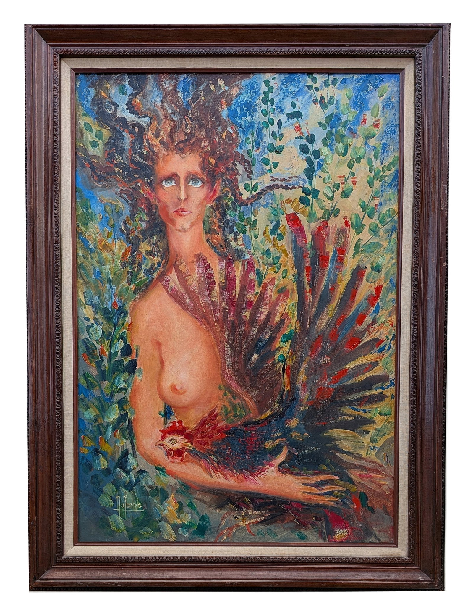 Esteban Najarro (1924-2012) Cuba: Esteban Najarro (1924-2012) Cuba Oil on Canvas Measure 36"in H x 24"in W and 42"in H x 31"in W x 1 1/2"in D framed Biography: was born in Cienfuegos, Cuba, and trained for seven years as an artist in 