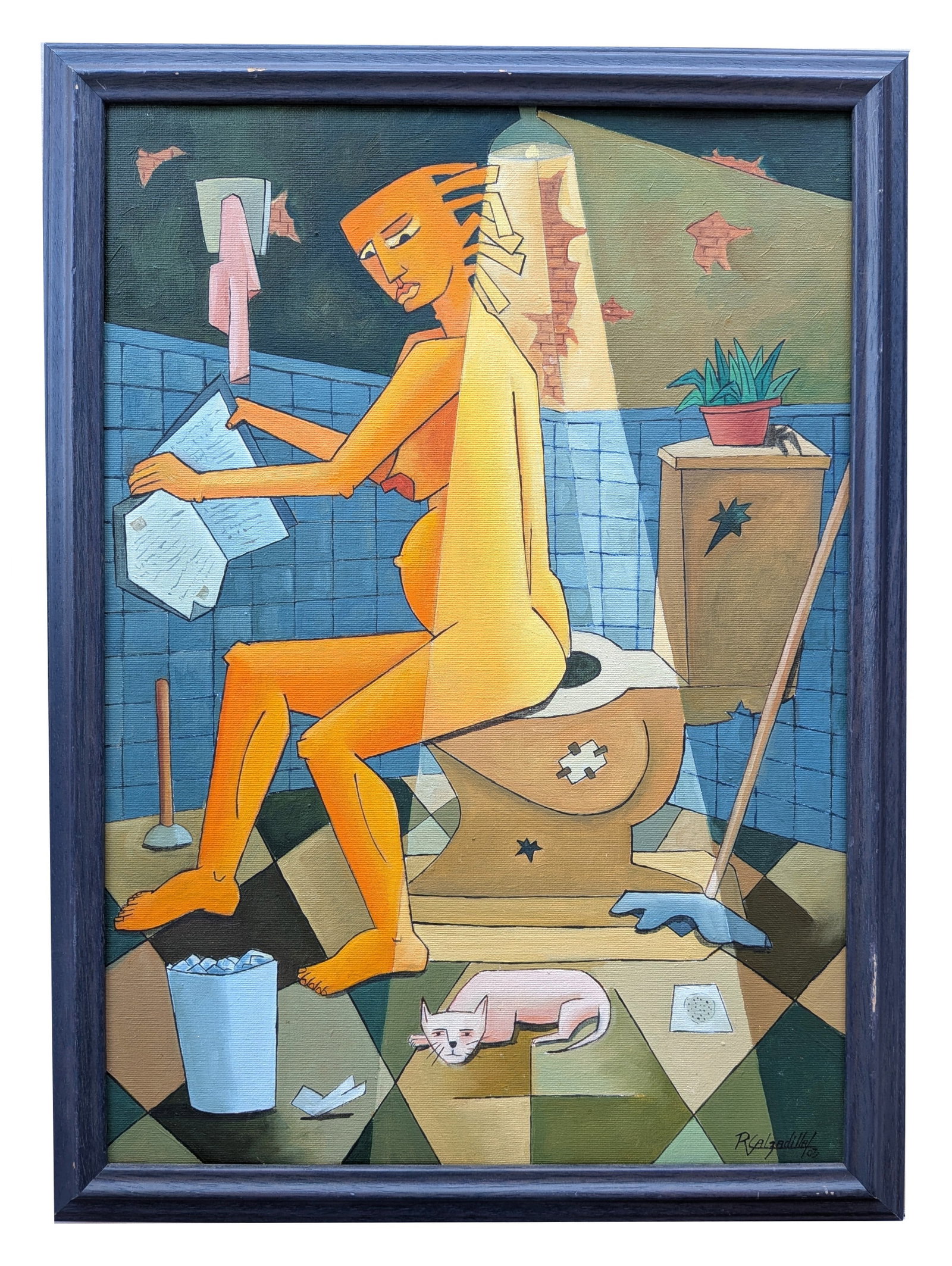 Ramón Calzadilla Varela (20th Century) Cuba: Ramón Calzadilla Varela (20th Century) Cuba Oil on Canvas Measure 18 1/2"in H x 13"in W and 15 1/4"in H x 20 1/2"in W framed Biography: Plastic artist, graduated from the Academy of Cuba, San Alejand