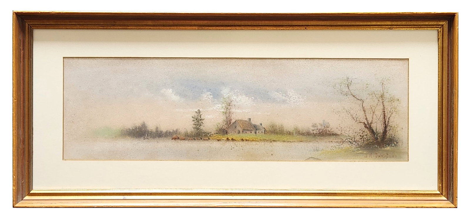 John Henry Twachtman (1853 - 1902) American: John Henry Twachtman (1853 - 1902) American Pastel on Paper Measure 5 1/2"in H x 18"in W and 10"in H x 23"in W framed Known for: Landscape and portrait painting, illustrator Biography: John Twachtman 