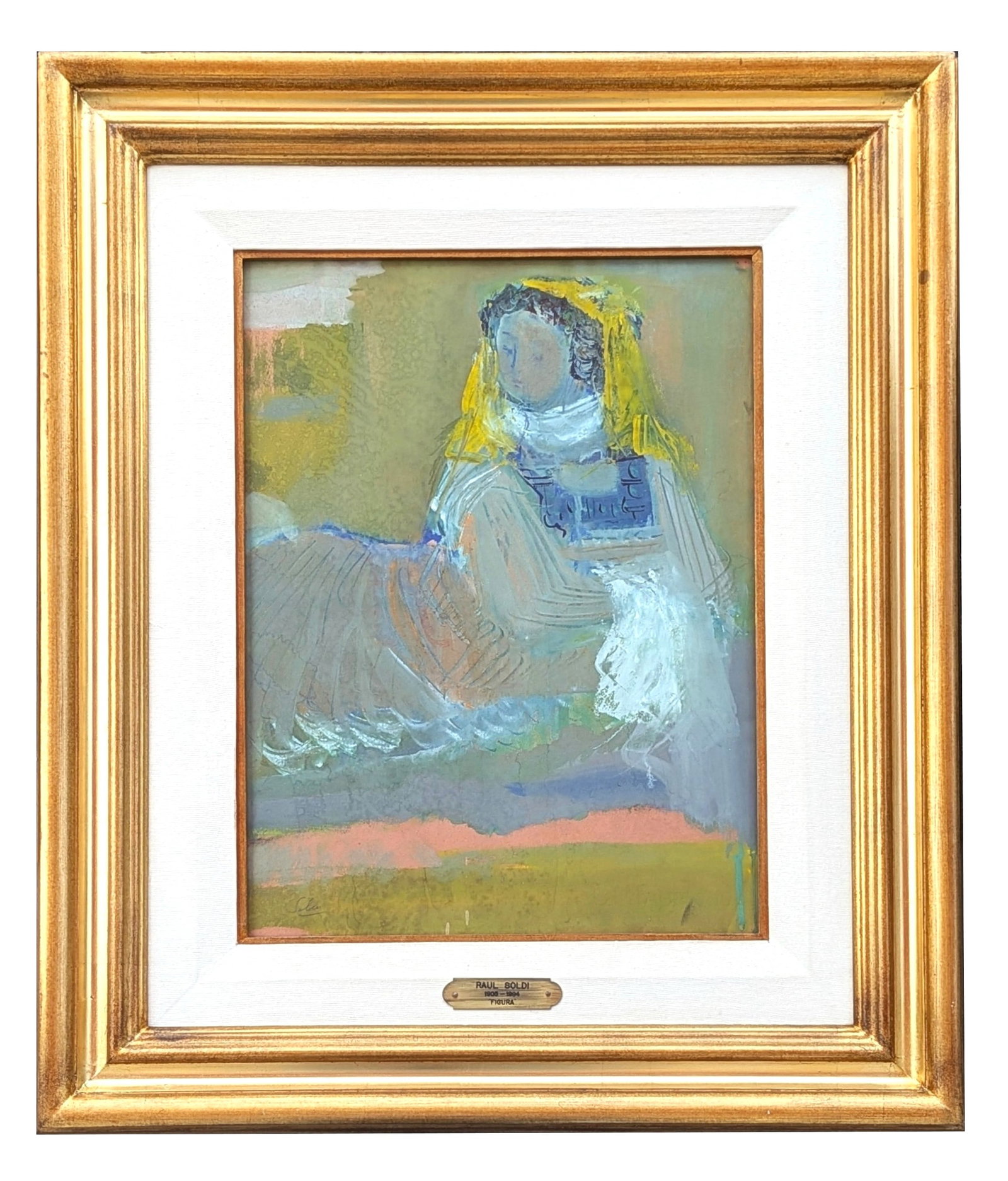 Raul Soldi (1905 - 1994) Argentina: Raul Soldi (1905 - 1994) Argentina Title: Figura Mixed Media on Paper Measure Biography: Ra?l Soldi was an Argentine painter whose work treated various subjects, including landscapes, portraits, theat