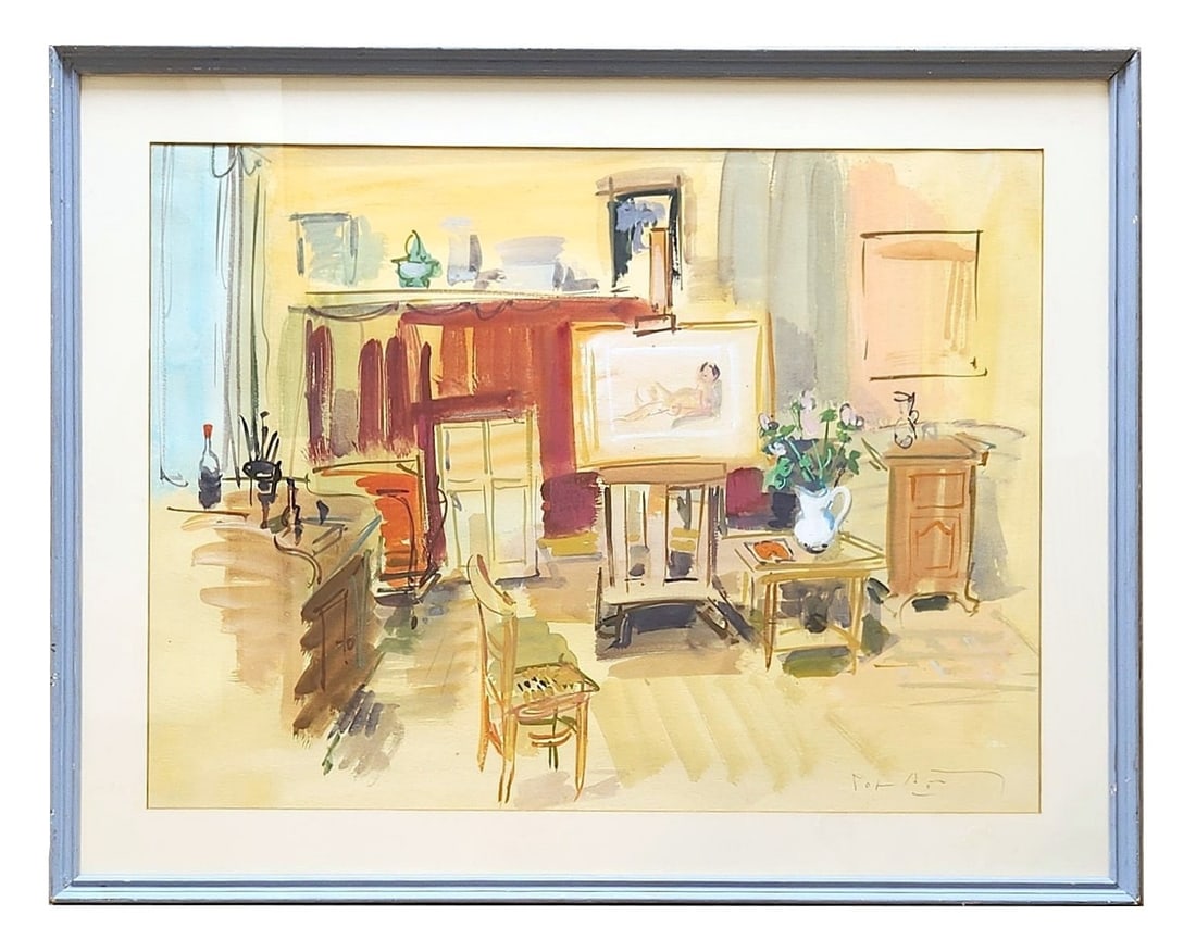 Roger Bertin (1915 - 2003) France: Roger Bertin (1915 - 2003) France Watercolor on Paper Measure 18"in H x 23 1/2"in W and 23"in H x 29"in W framed Know for: French artist. Painter, illustrator, sculptor and engraver, based in Montmart