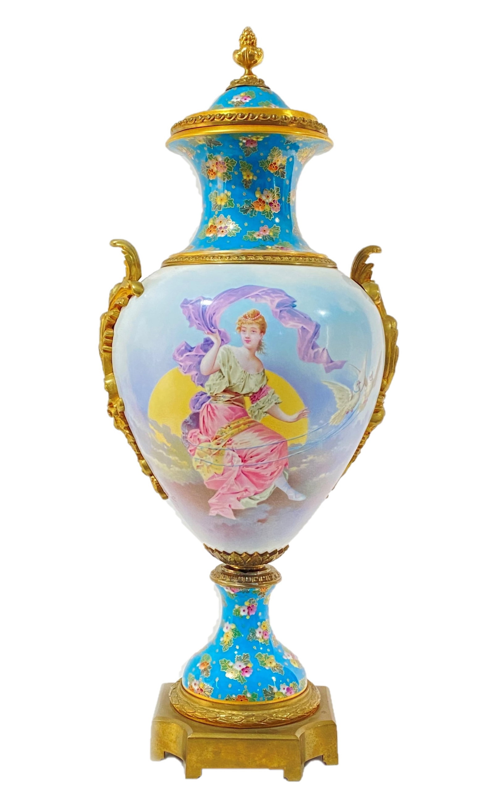 Antique French Sevres of the 19th Century with Champleve: Antique French Sevres of the 19th Century with Champleve Measure 27"in H