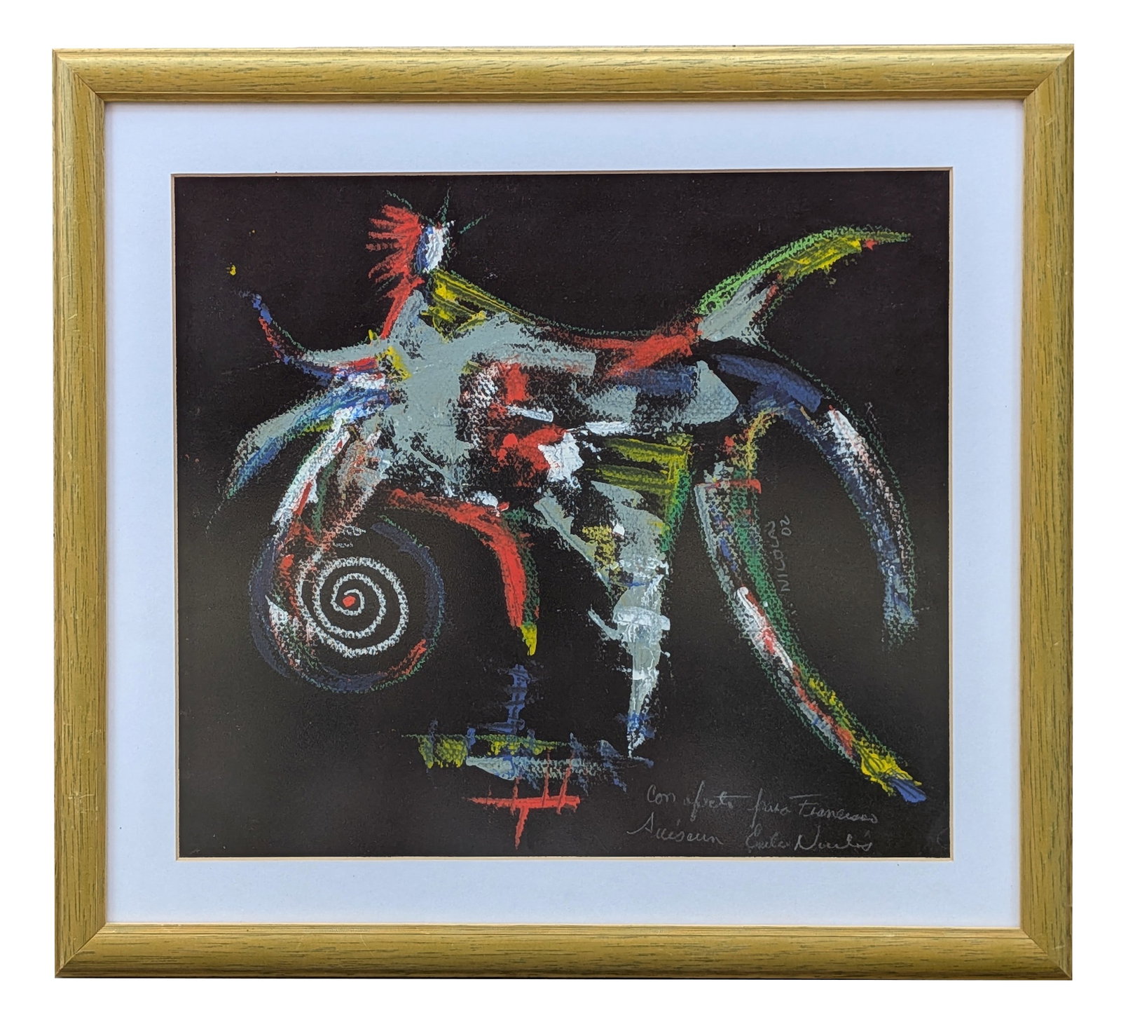 Nicolas Lara (Born 1943) Cuba: Nicolas Lara (Born 1943) Cuba Mixed Media on Paper Measure 9 1/2"in H x 10 3/4"in W and 15 1/2"in H x 14"in W framed Biography: Nicol?s Lara is a poet, writer and self-taught artist. He was a member o