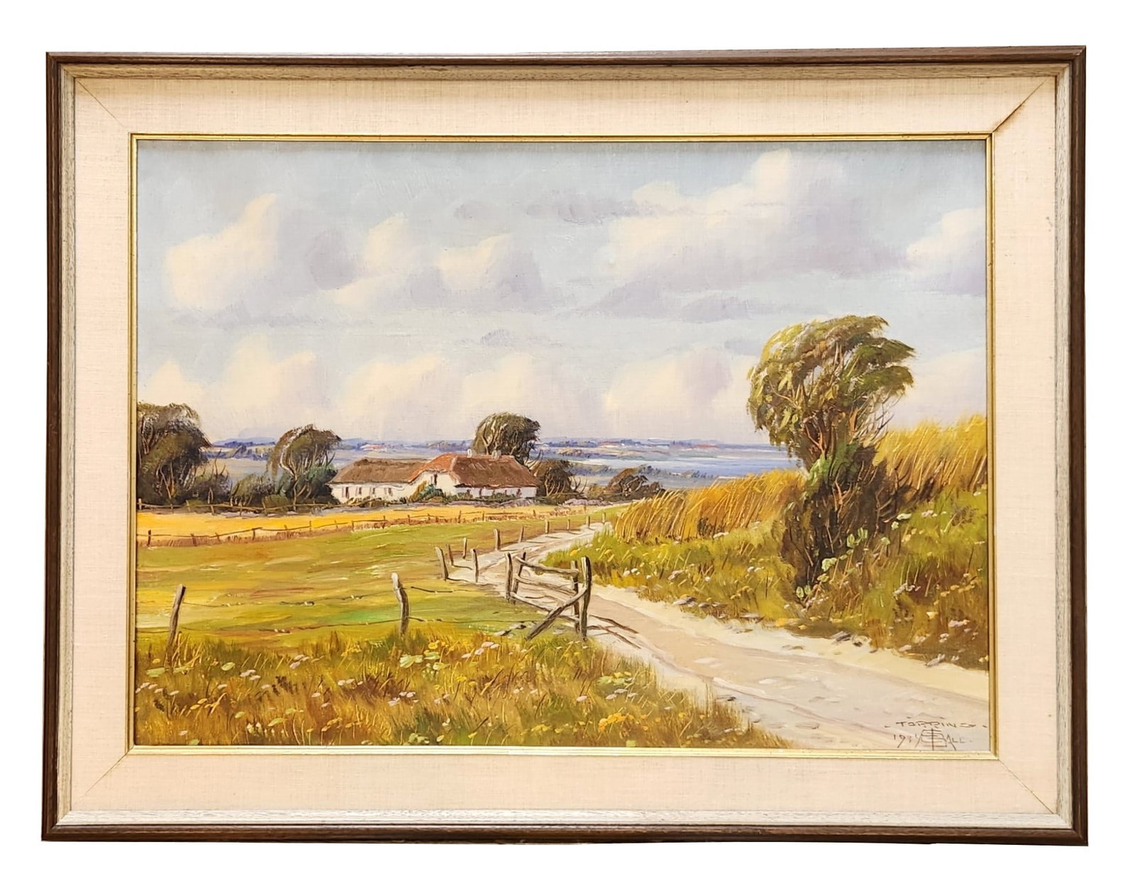 Borge Ball (1906 - 1979) Denmark: Borge Ball (1906 - 1979) Denmark Oil on Canvas Measure 18"in H x 25 1/4"in W and 23 3/4"in H x 31"in W with frame Biography: Borge Ball painted primarily the Danish countryside his entire career, and 