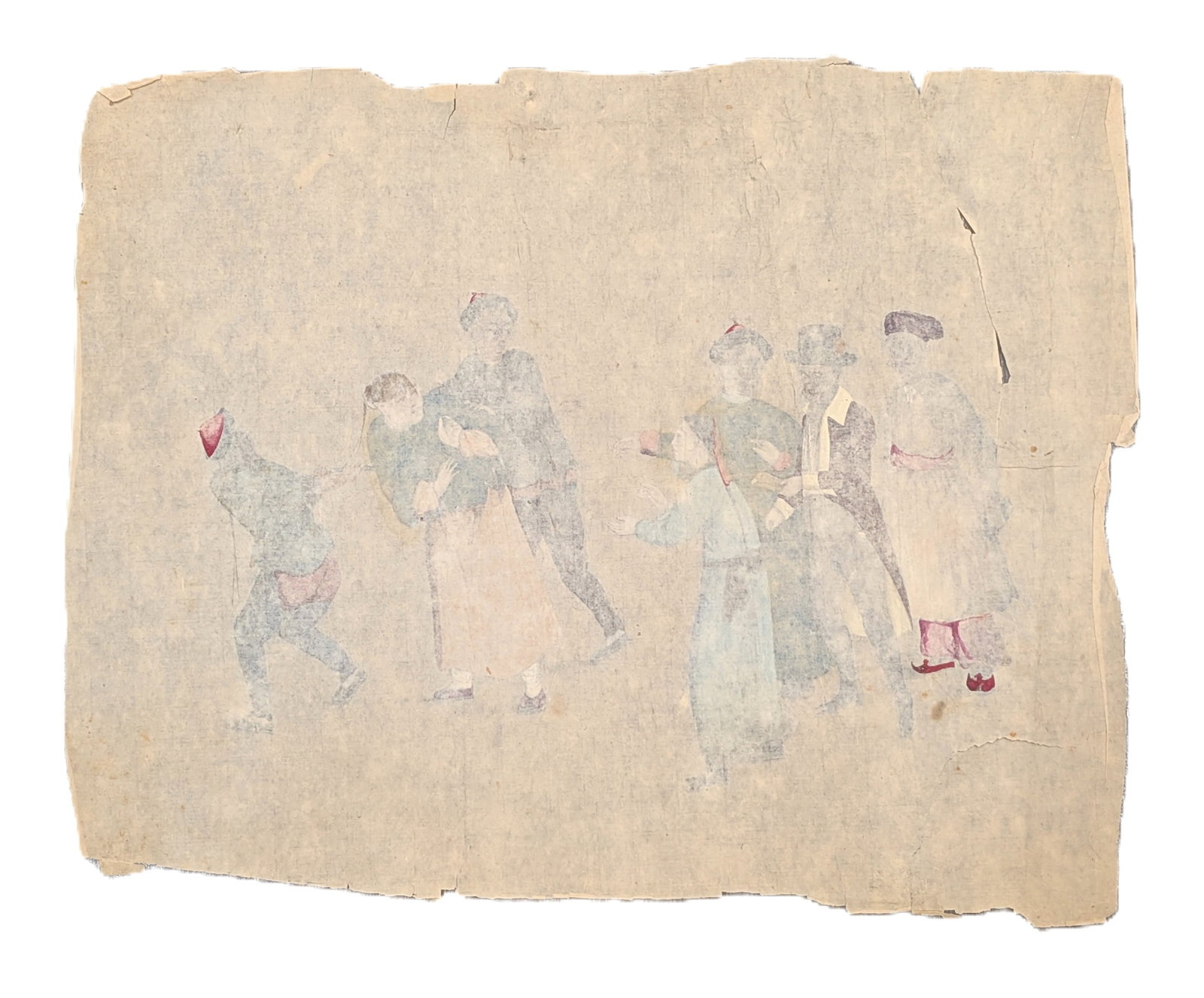 Chinese Export Watercolor on Rice Paper Depicting Arrest or Judicial Scene, Probably 18th or 19th Ce - 4