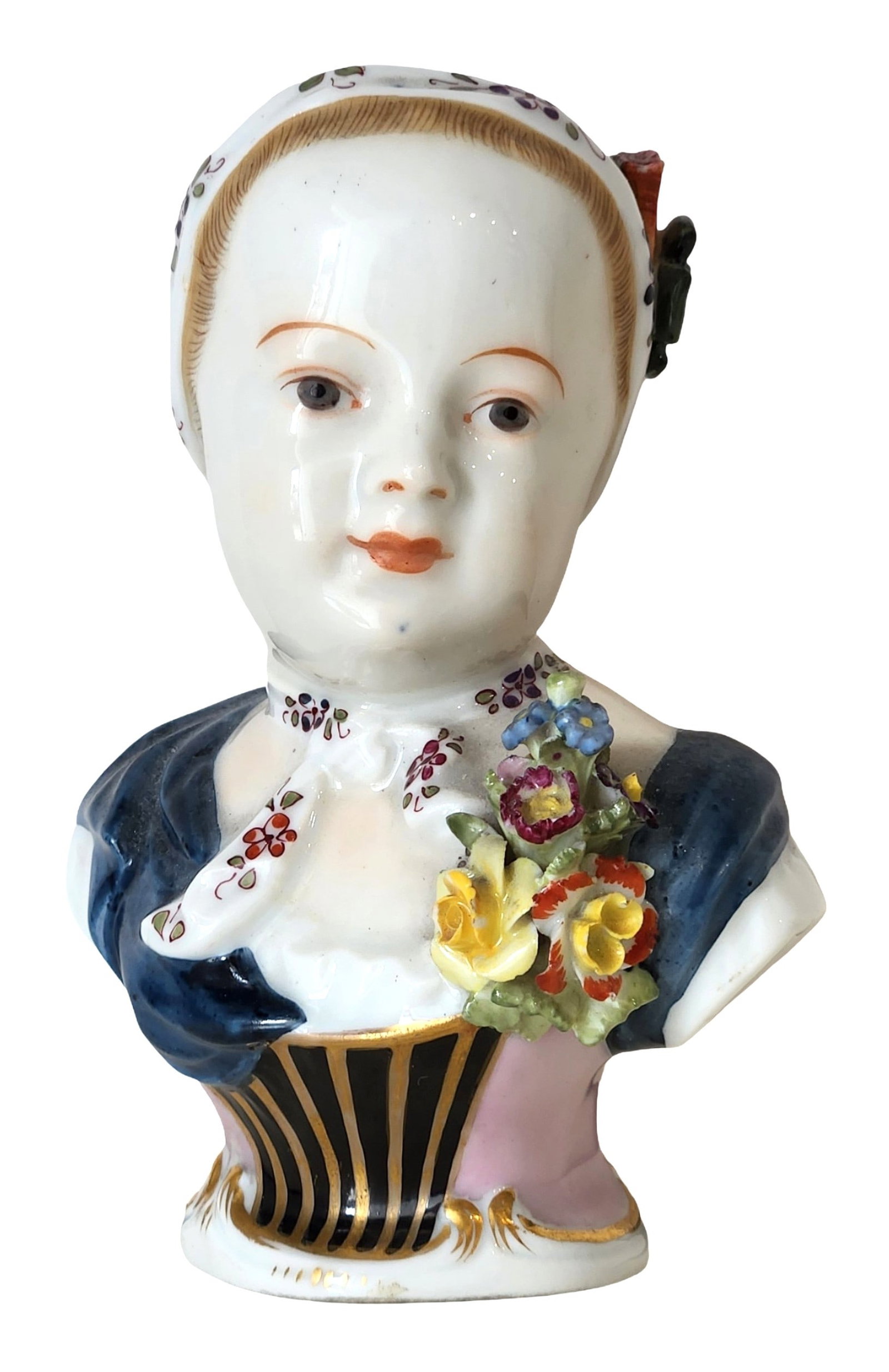 Dresden Porcelain Bust with Applied Floral Decoration (1 of 6)