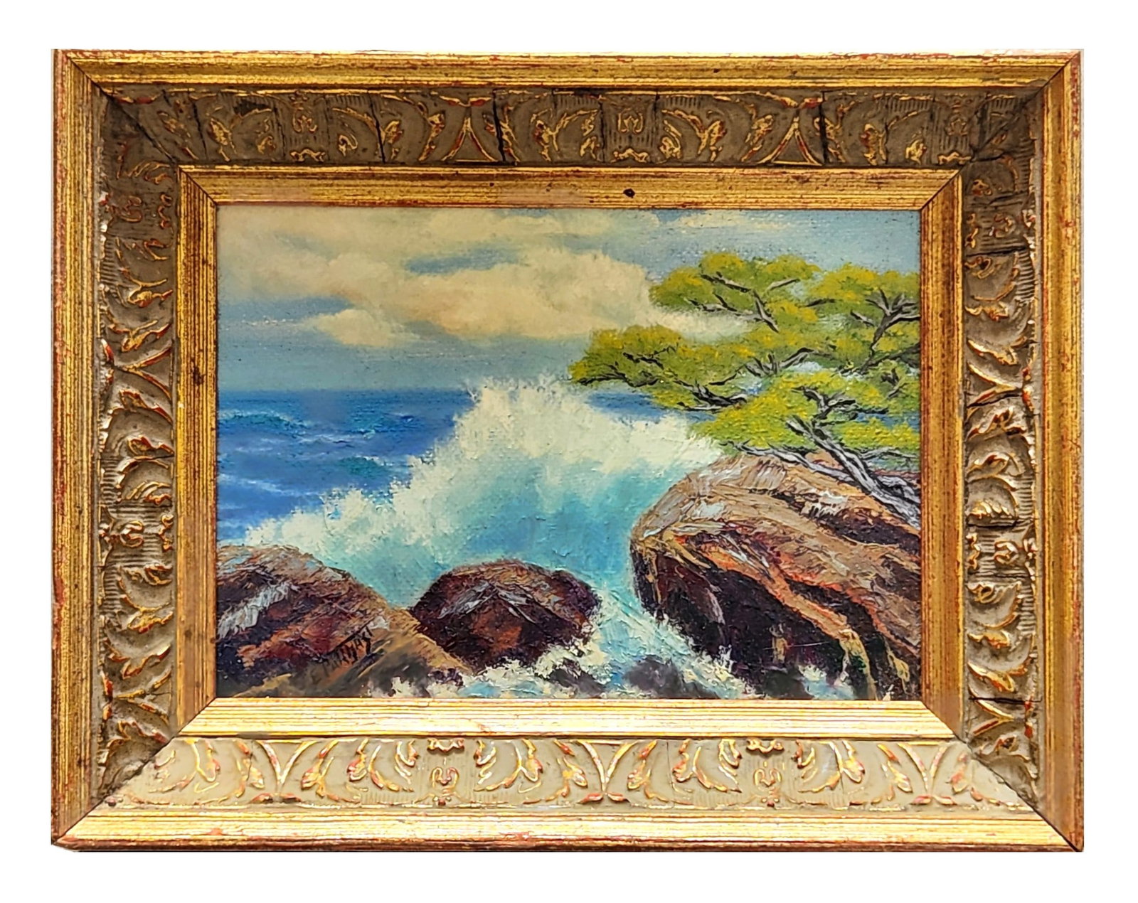 Edward Henry Potthast (1857 - 1927) American: Edward Henry Potthast (1857 - 1927) American Oil on Board Measure 4 1/2"in H x 6 1/2"in W and 7 1/4"in H x 9 1/4 x 1 3/4"in W with frame Known for: Shorescape genre and landscape painting, illustratio