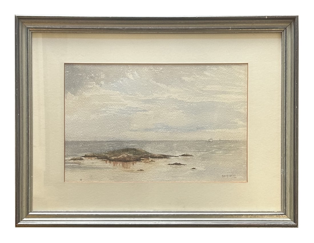 David West (1868 - 1936) United Kingdom: David West (1868 - 1936) United Kingdom Watercolor on Paper Measure 8 1/2"in H x 13"in W and 15 1/2"in H x 20 3/4"in W with frame Biography: David West was a watercolour painter of land, sea and sky. 