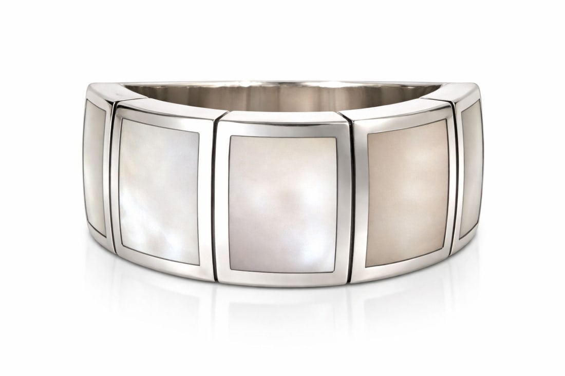 14K Gold Band Ring with Mother-of-Pearl Panels (1 of 3)